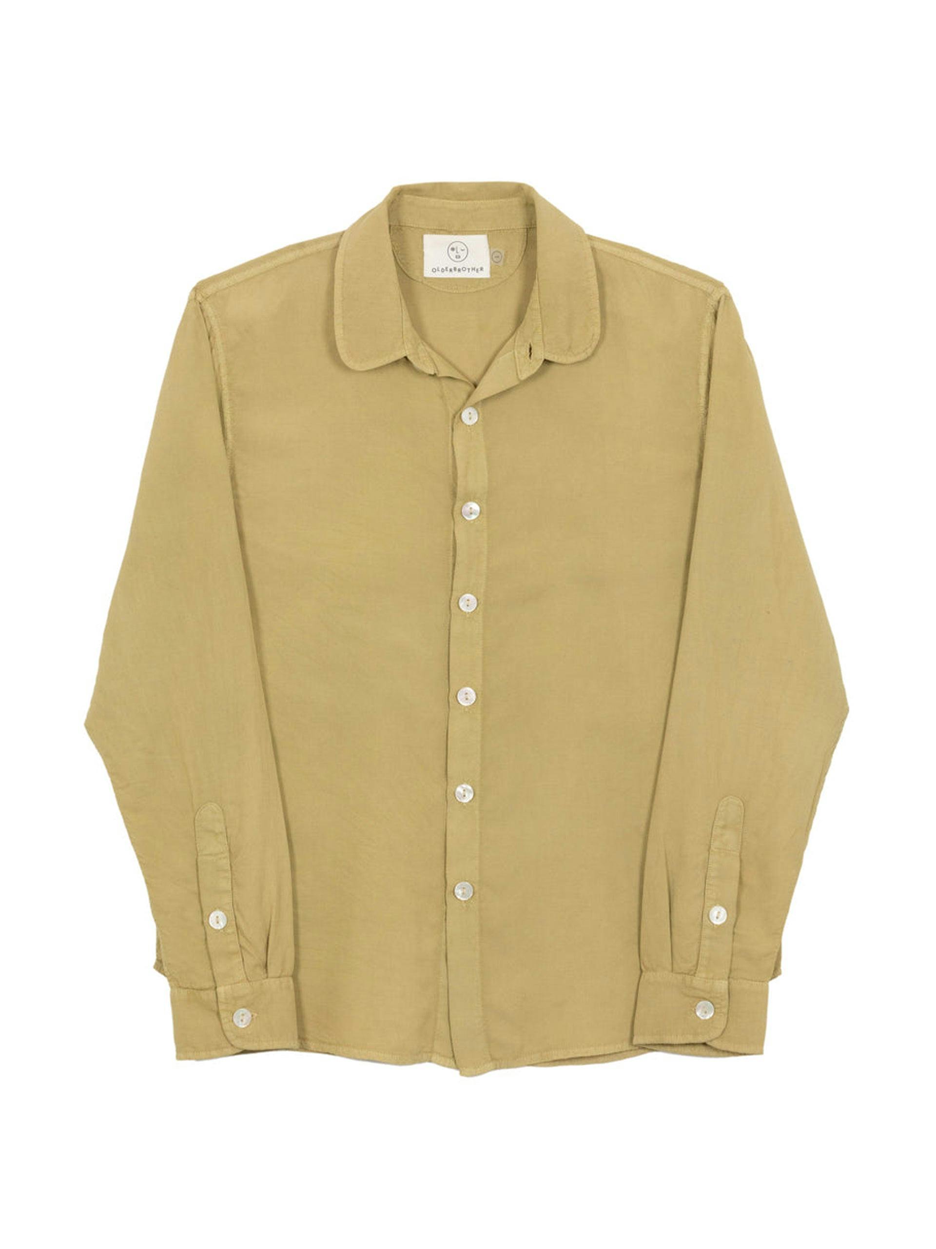 Mustard silk button-down shirt