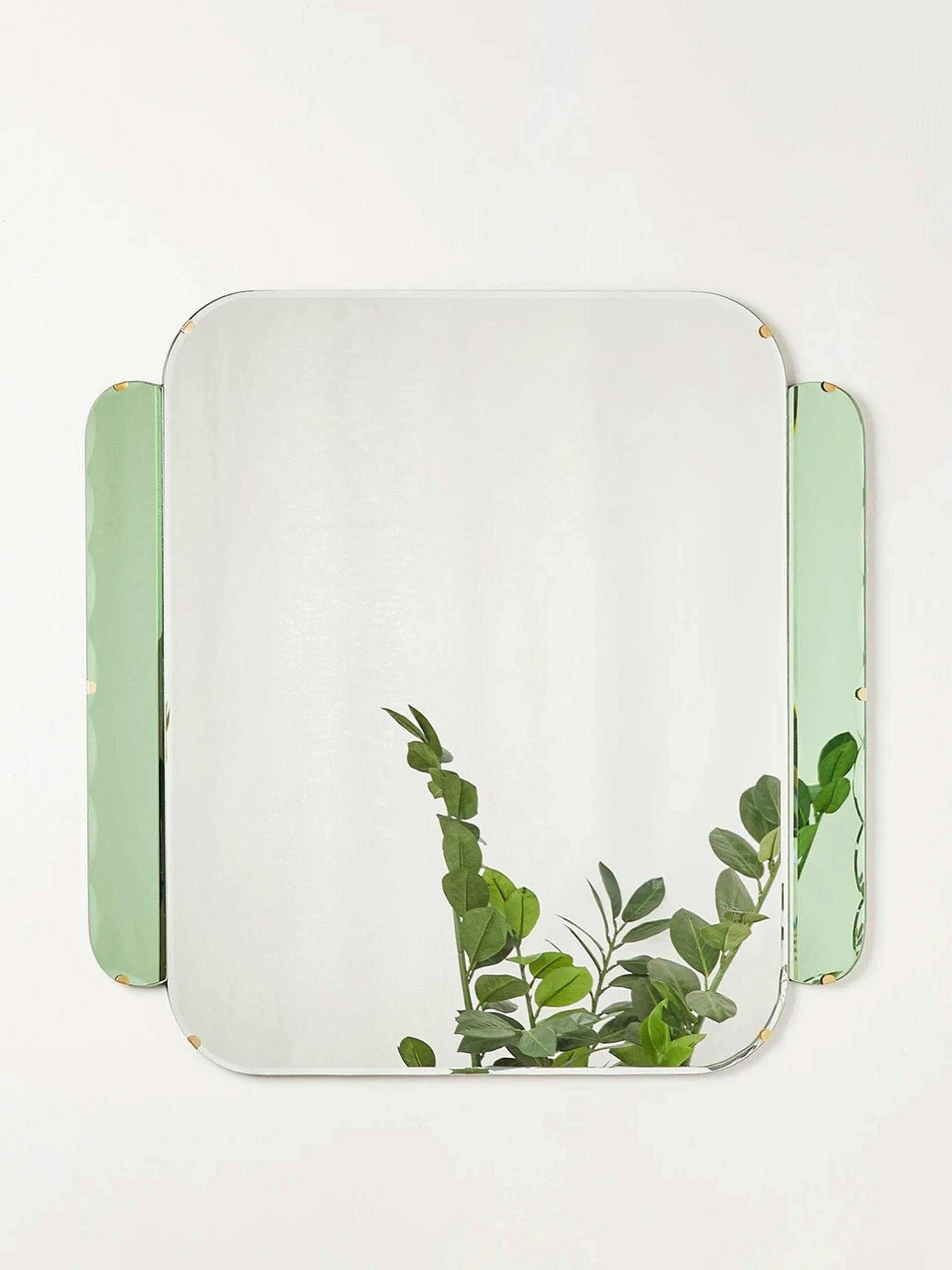 Clement green glass square wall mirror