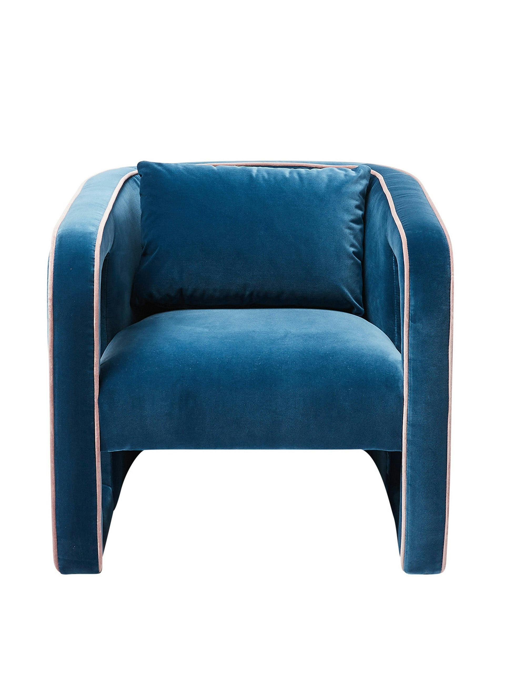 Frank blue velvet armchair