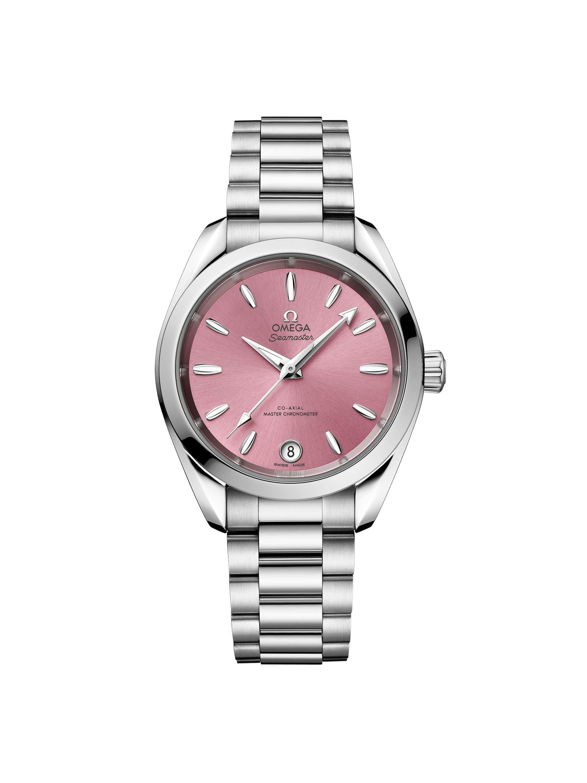 Stainless steel 34 mm pink watch