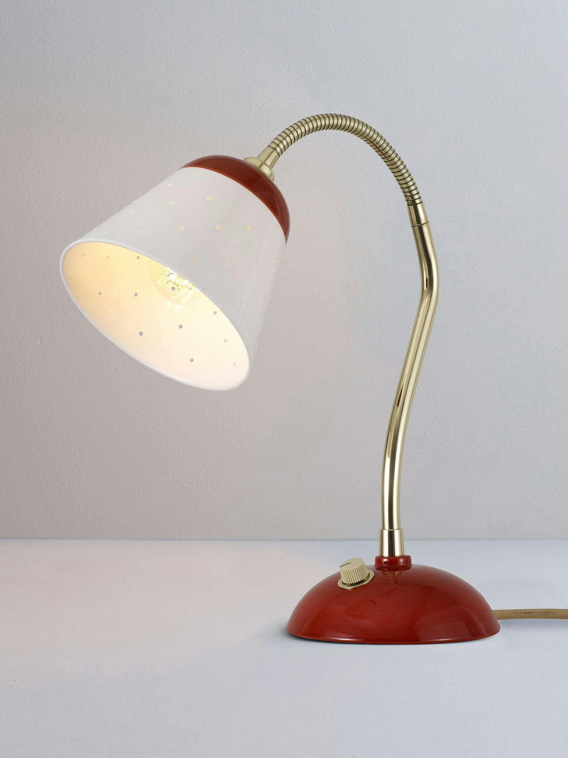 Red and gold table lamp