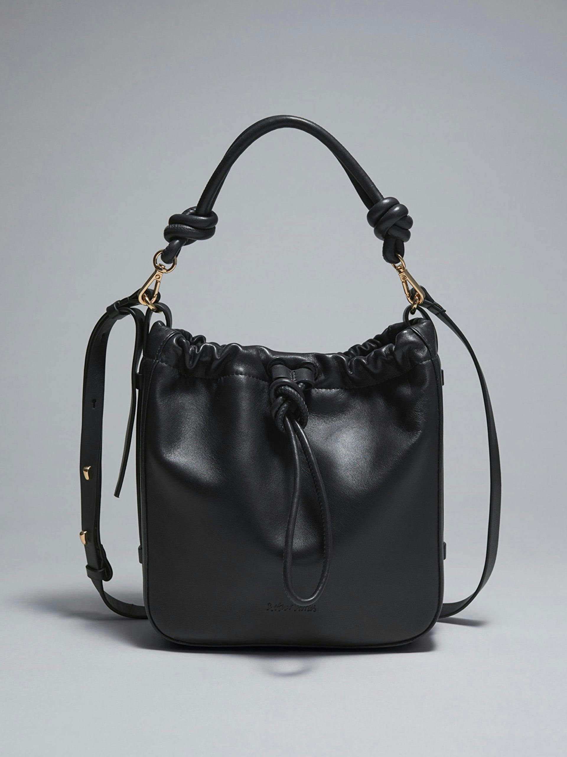 Knotted leather bucket bag