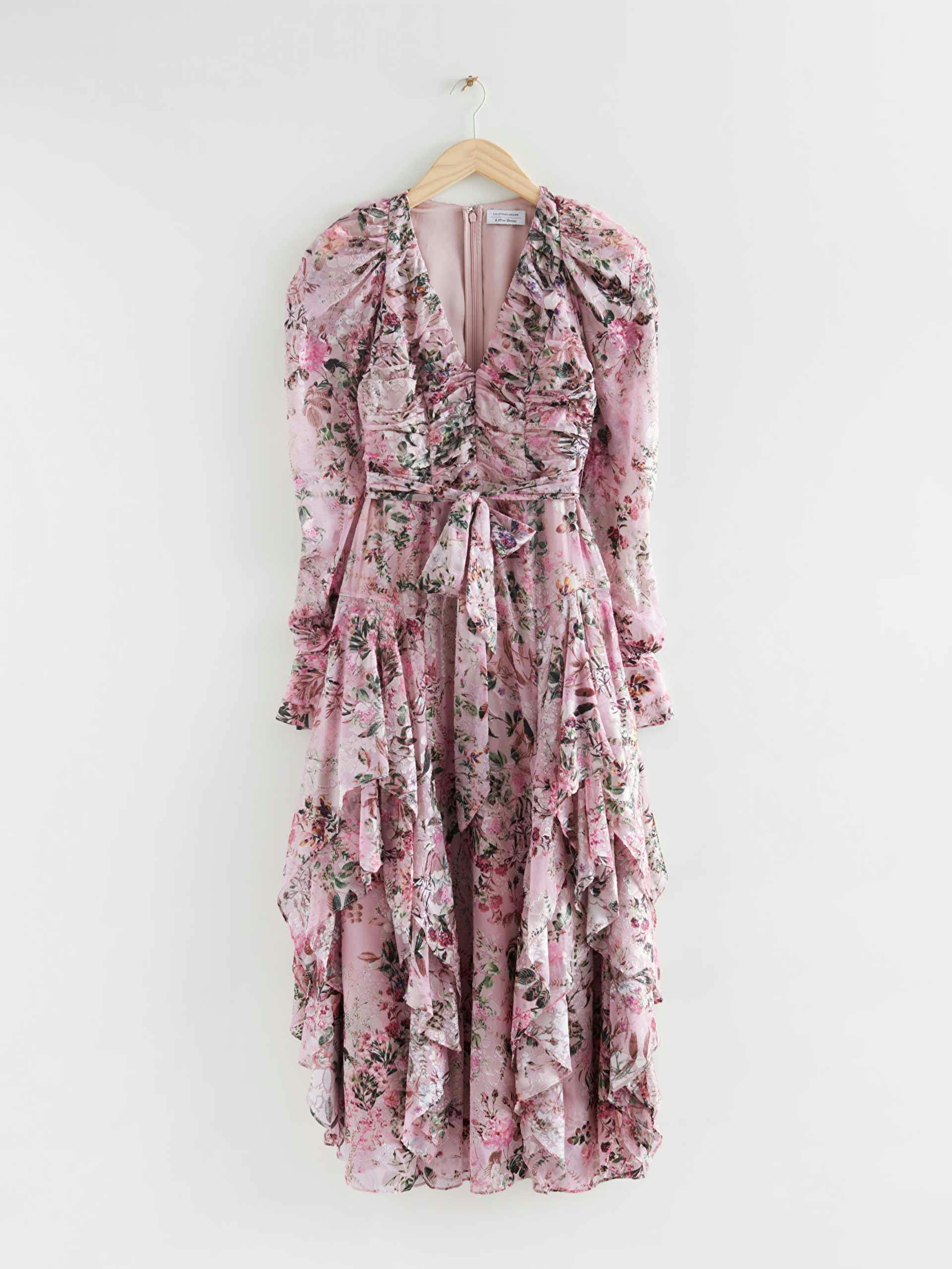 Layered ruffle maxi dress in Pink Floral