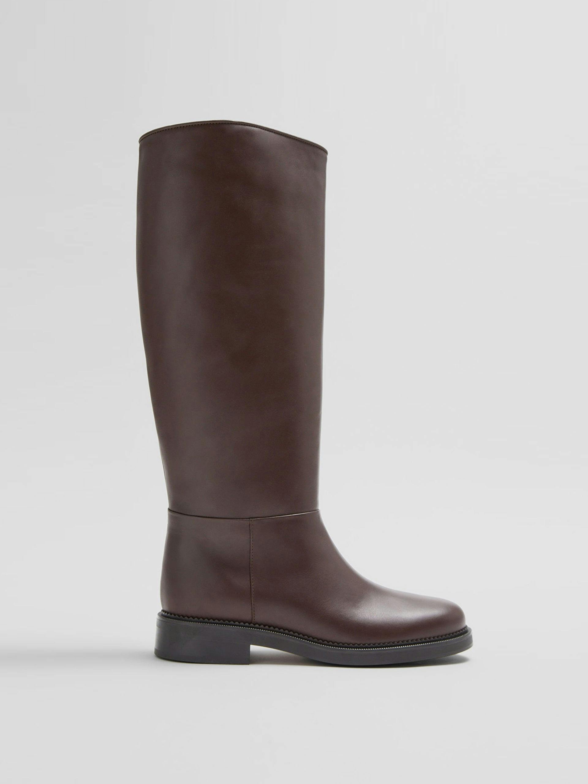 Brown leather riding boots