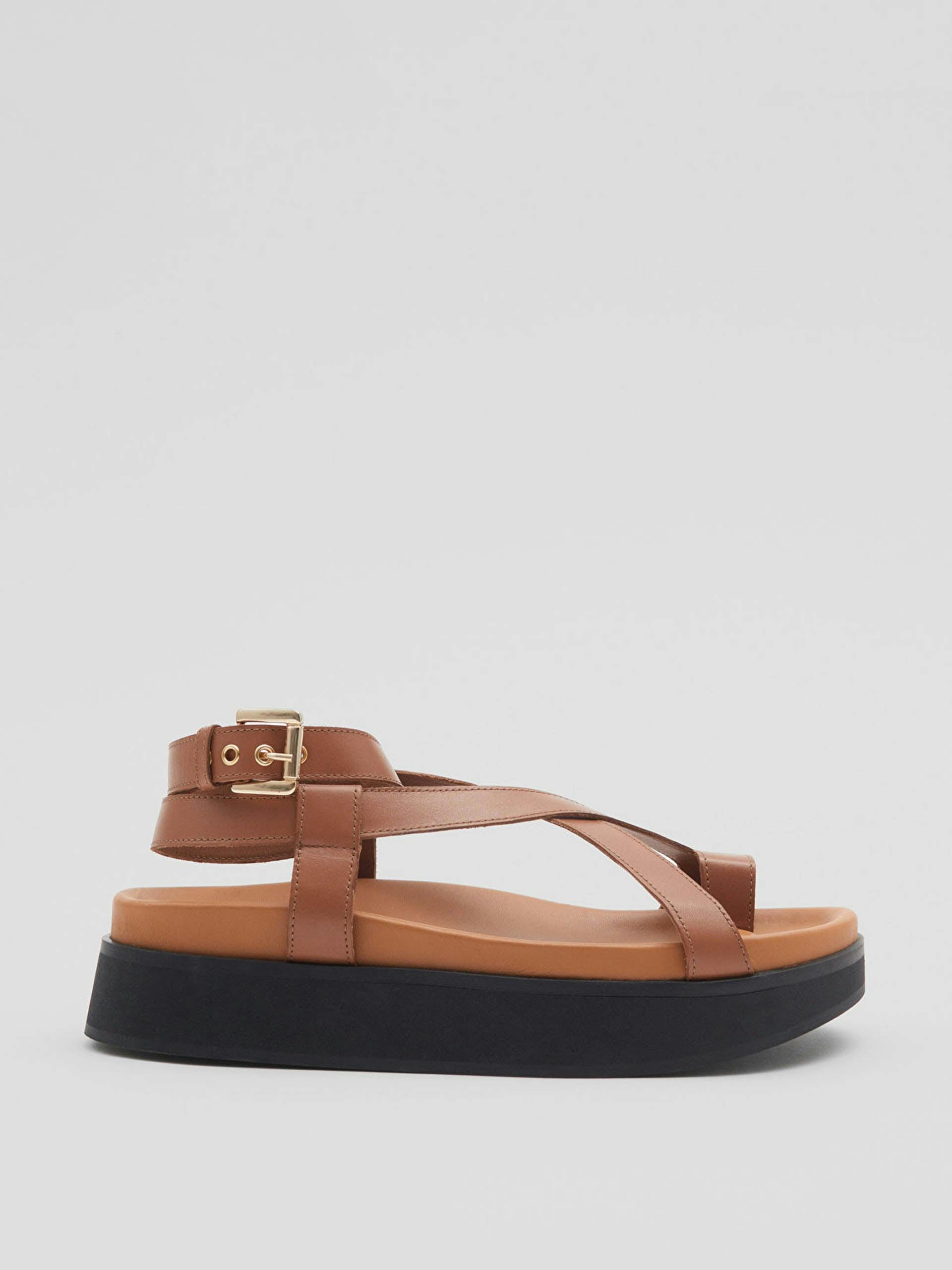 Cognac chunky leather sandals