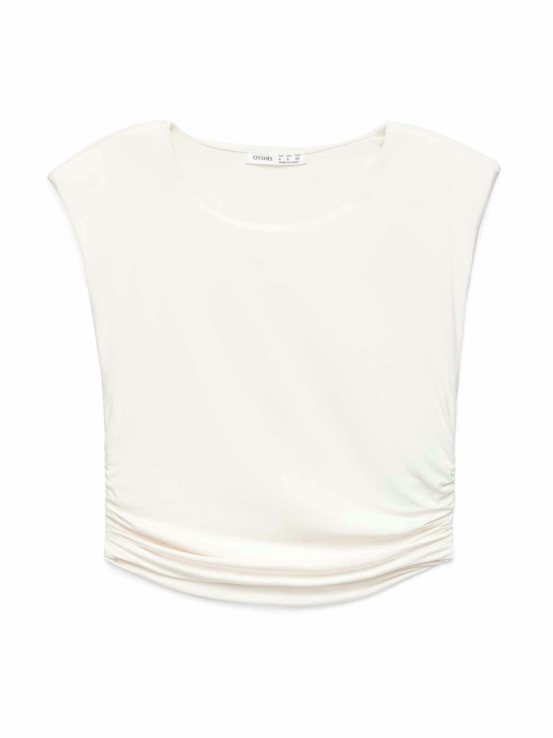 Cropped T-shirt with shoulder pads