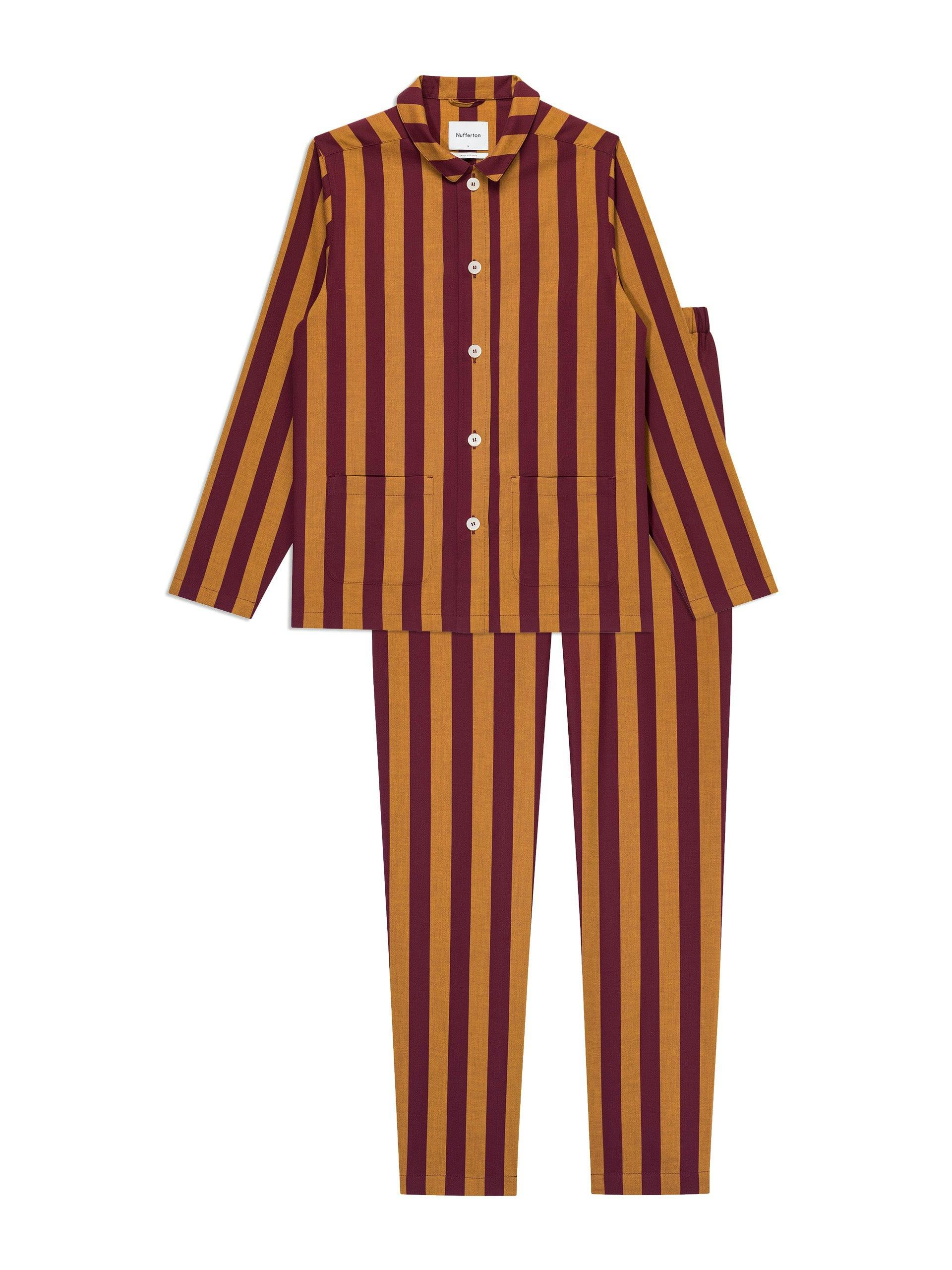 Cabernet and yellow Uno stripe pyjama set
