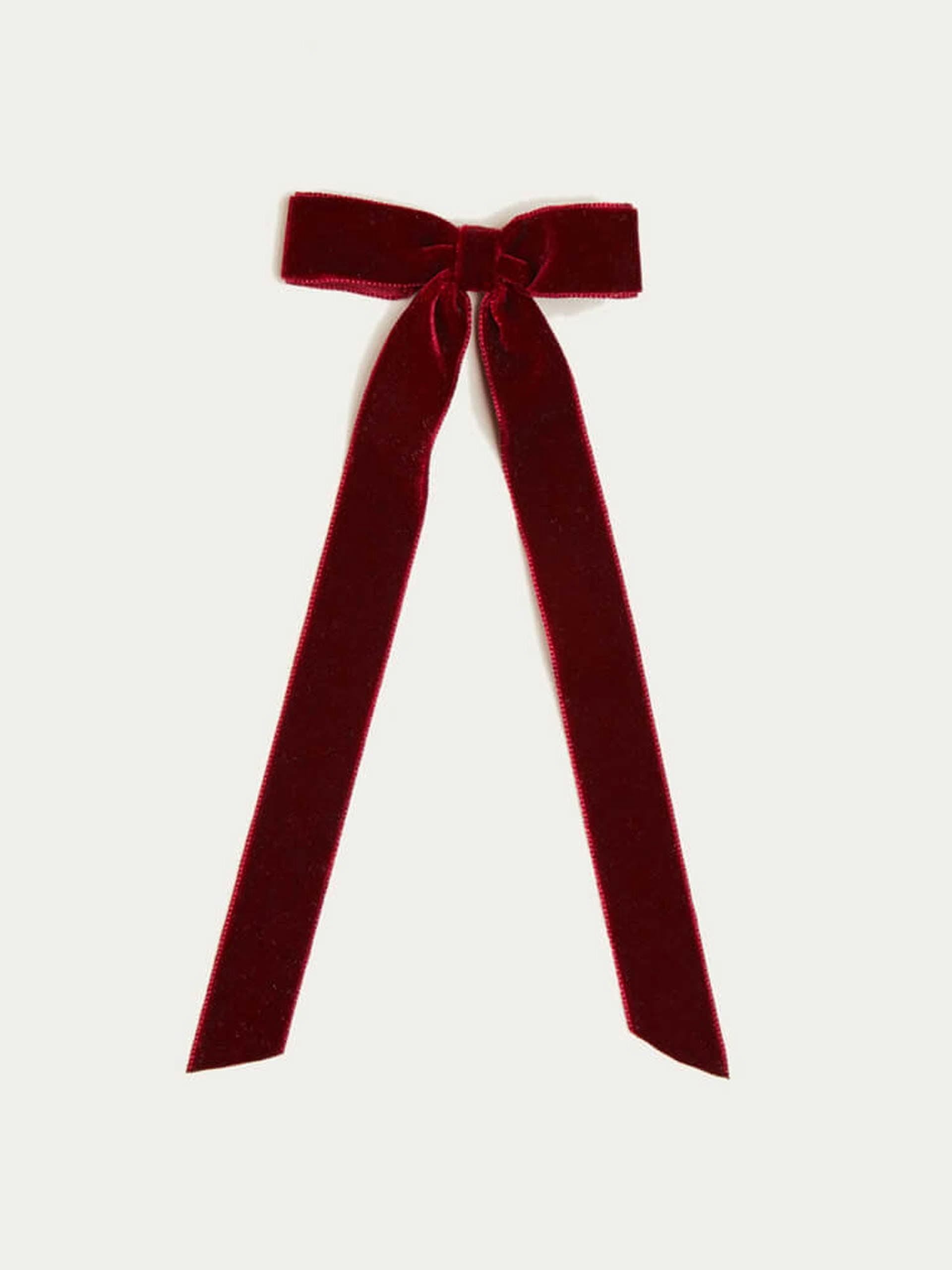 Velvet long-bow clip in burgundy