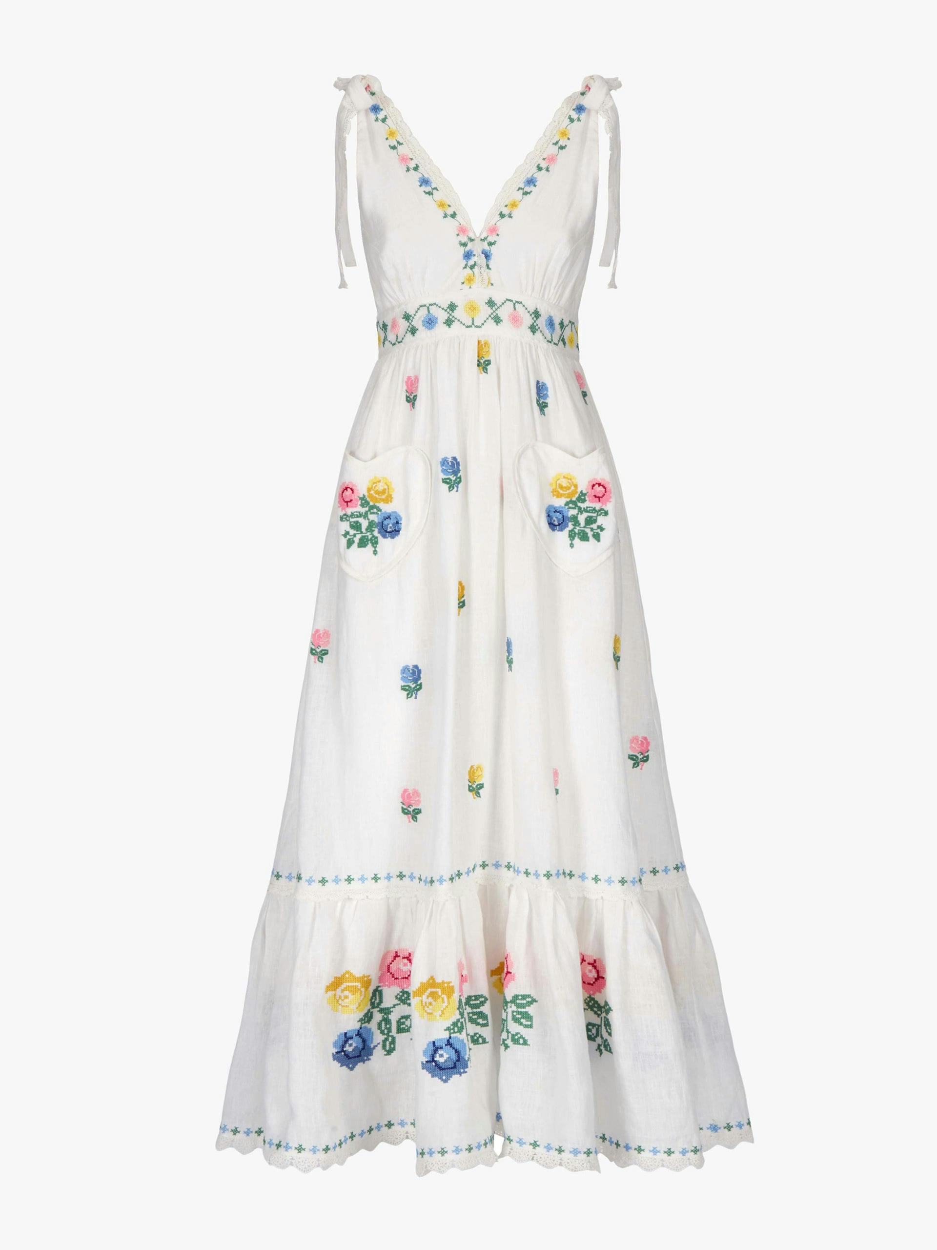 Cross stitch embroidered Amour dress