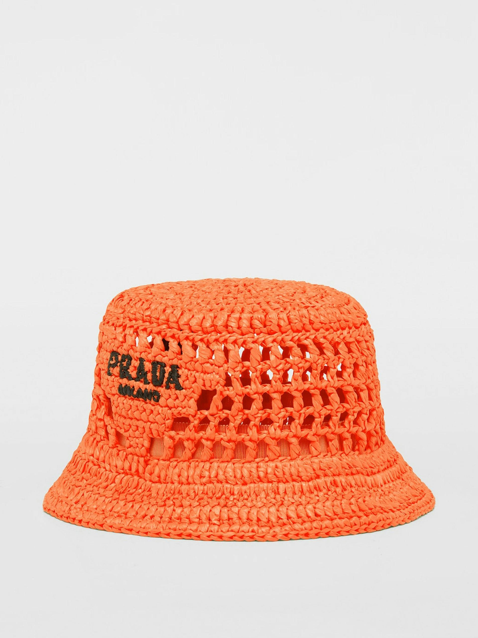 Orange woven fabric bucket hat