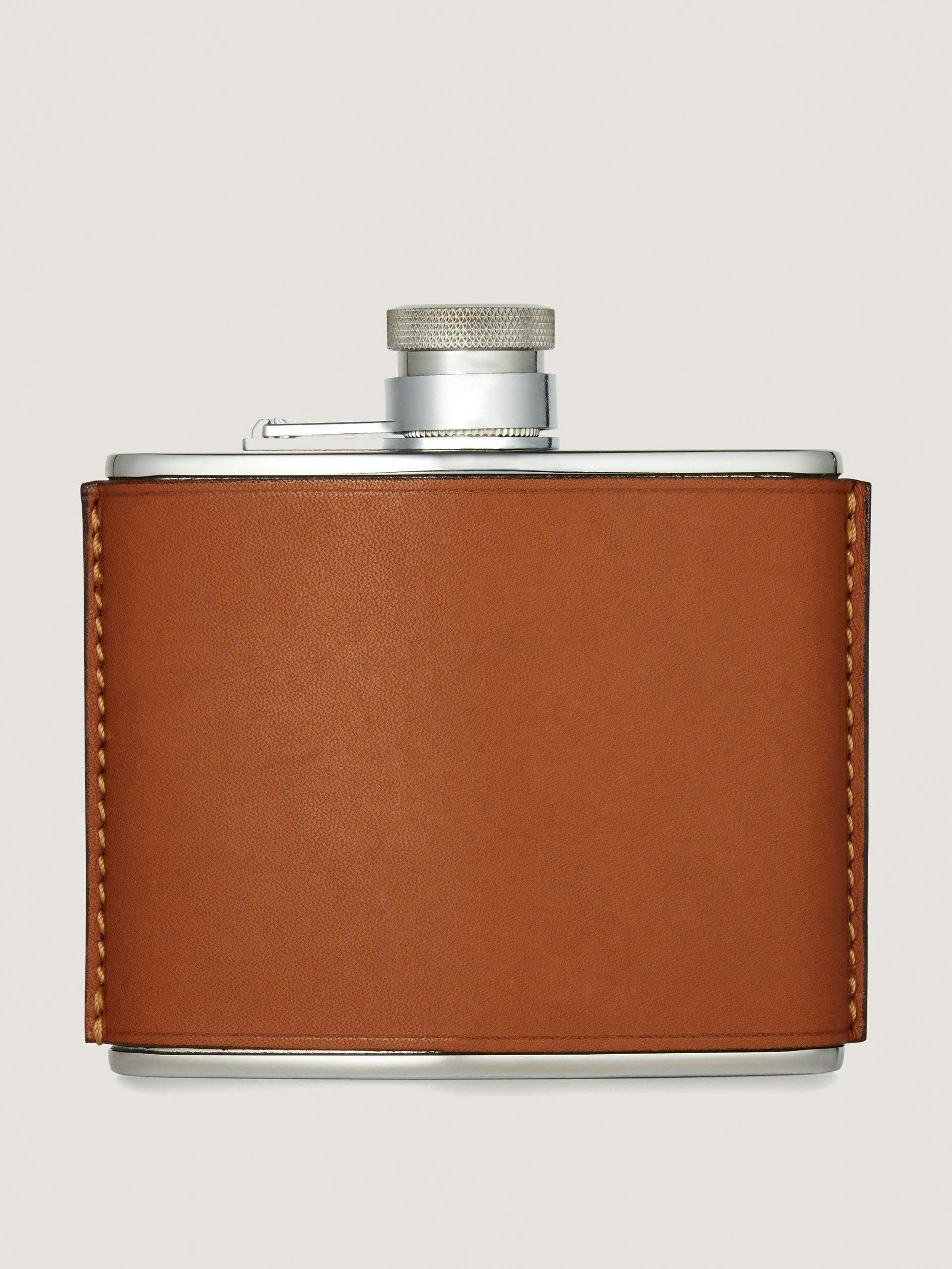 4oz leather flask in dark brown