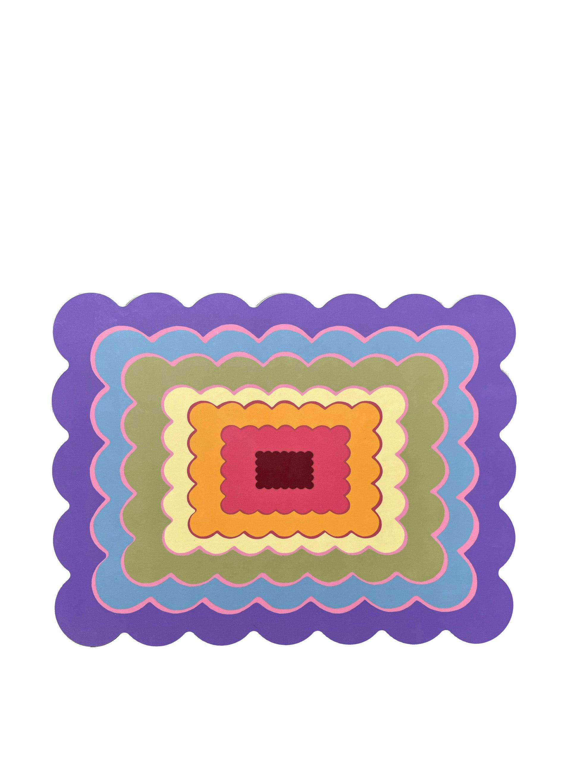 Purple rainbow scallop edge placemat