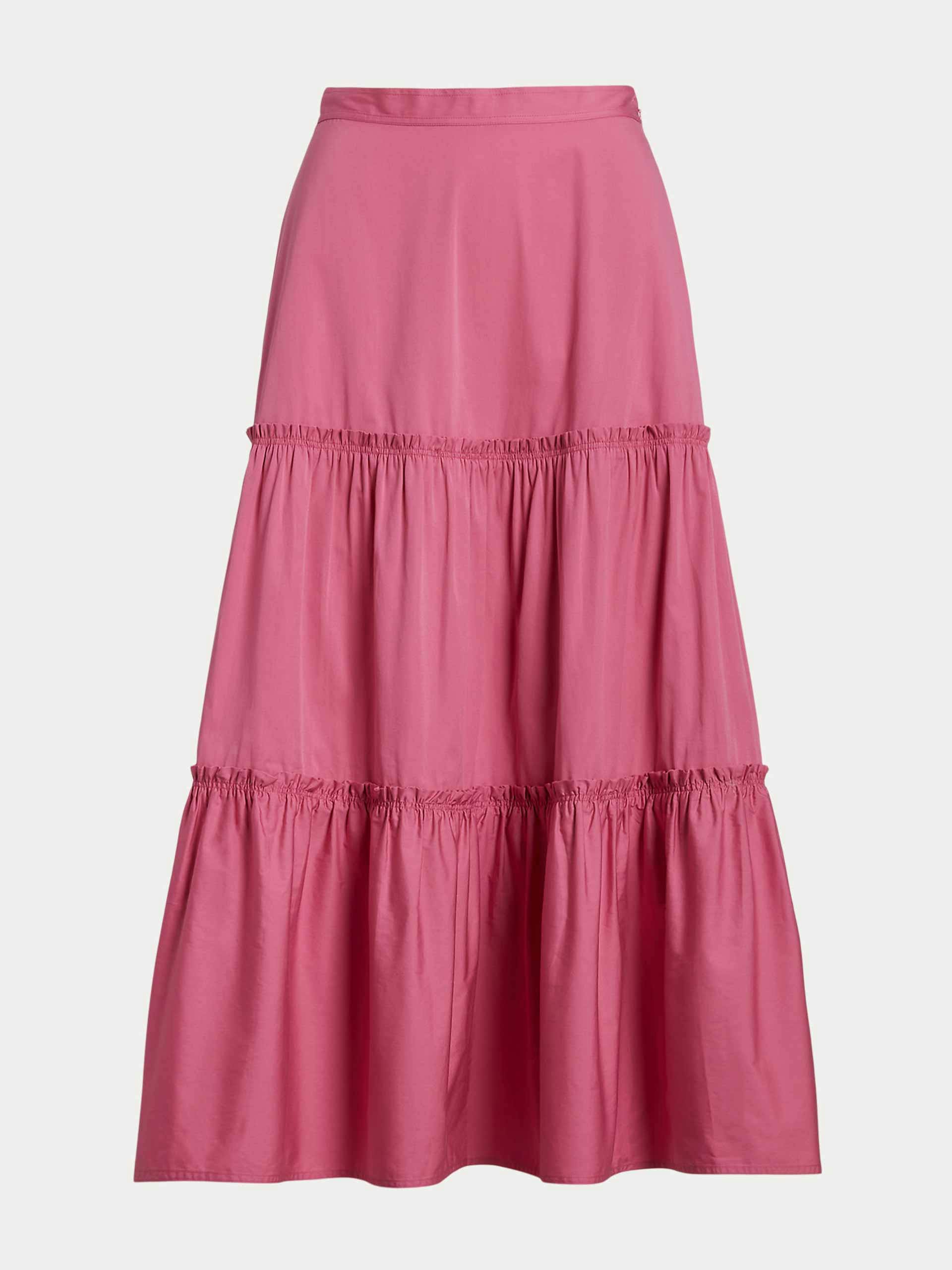 Pink tiered A-line cotton skirt