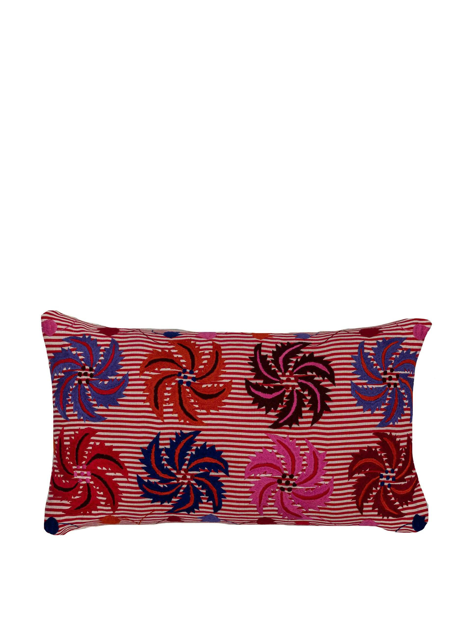 Red, purple and pink Marcella oversized oblong cushion