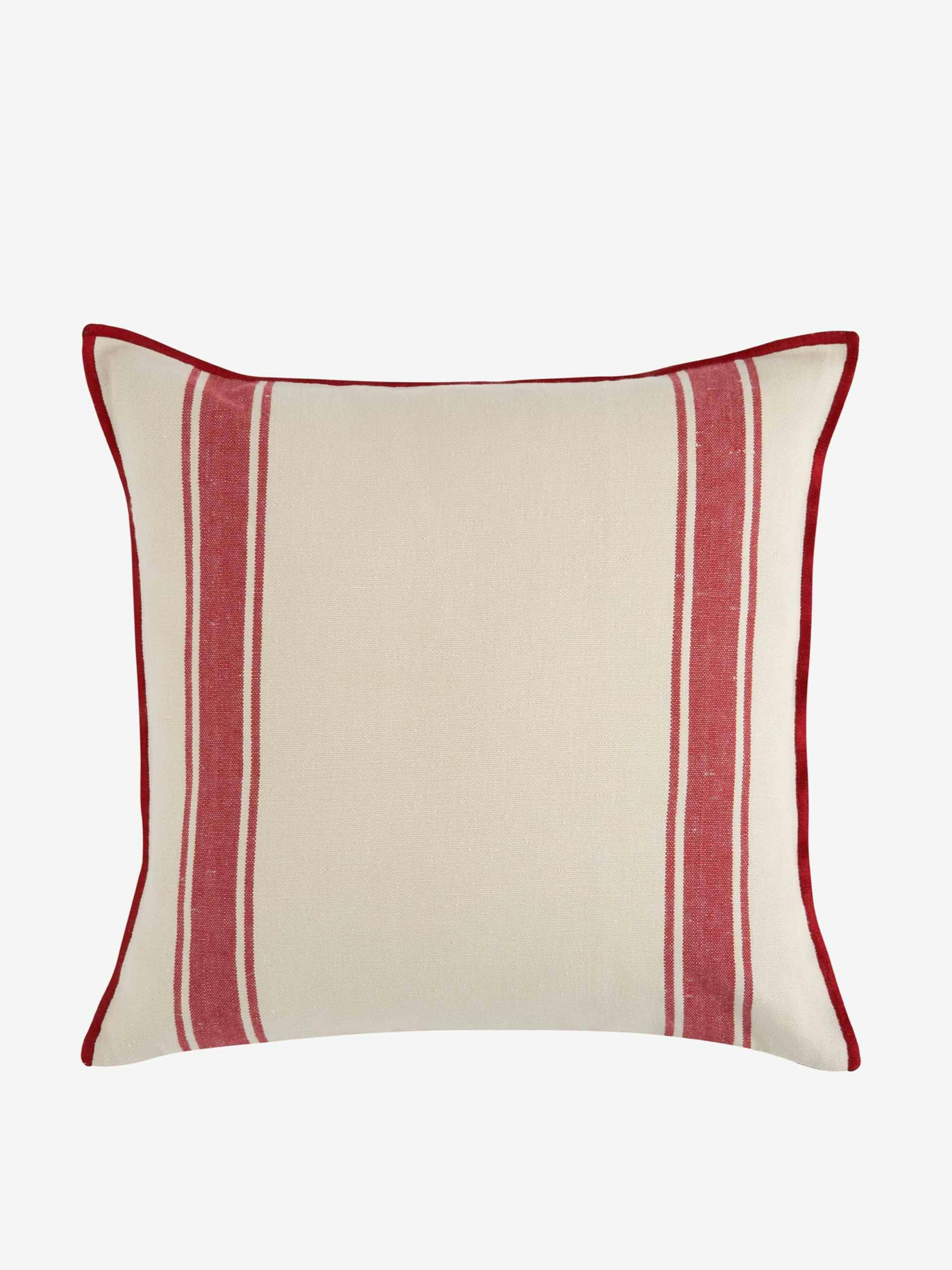 Red stripe linen cushion cover