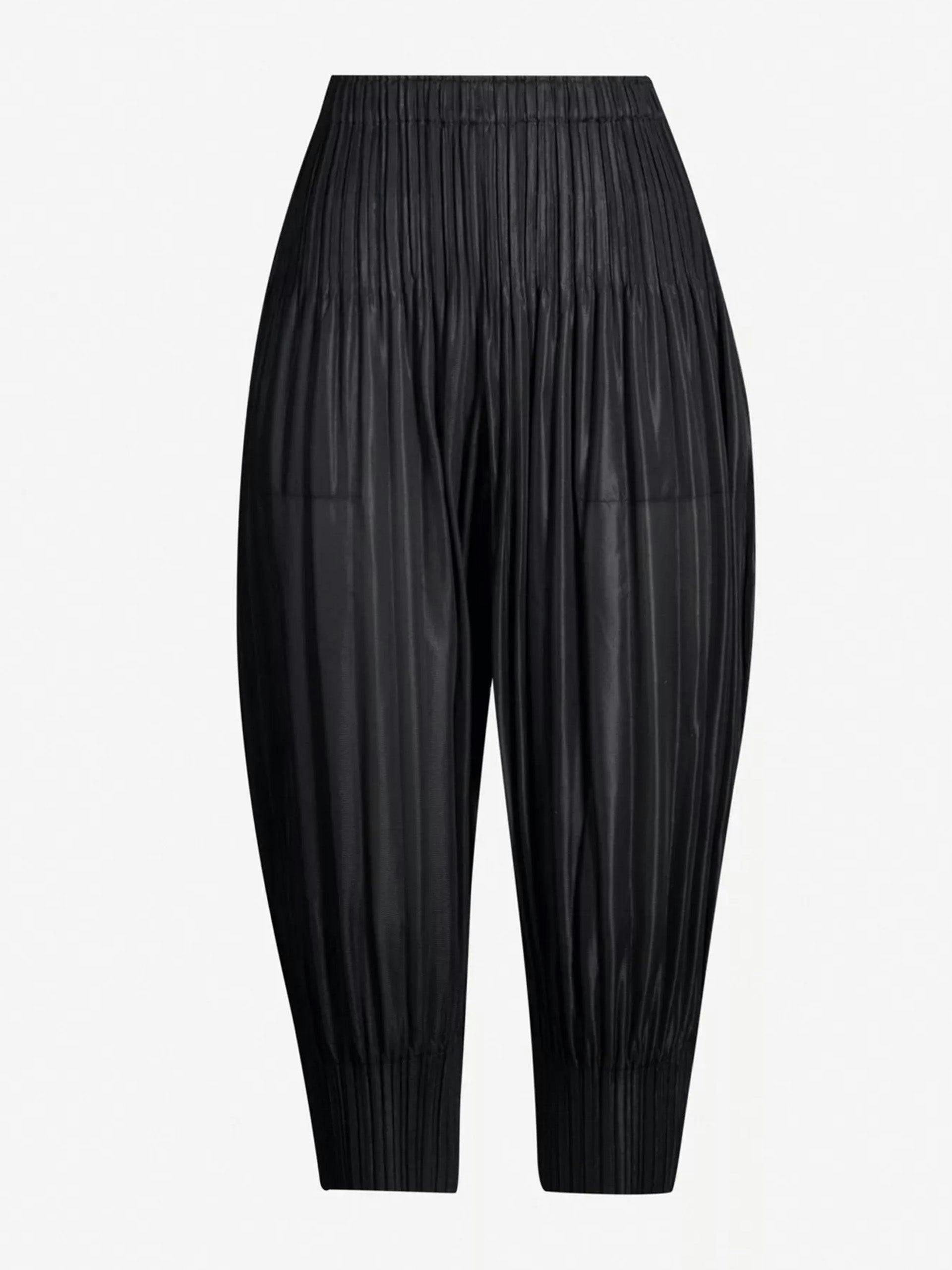 Pleated cropped high-rise knitted jersey trousers