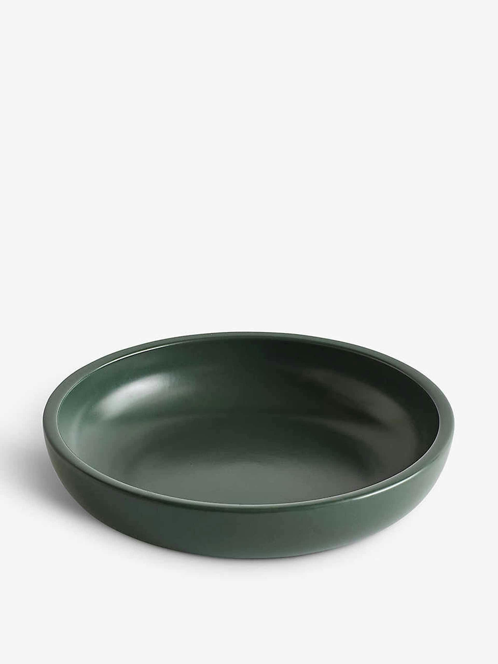 Dark green serving bowl