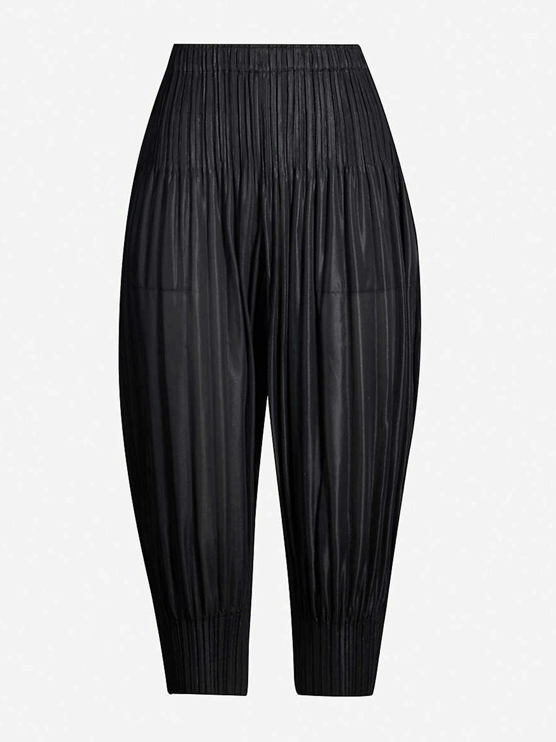 Black pleated jersey trousers