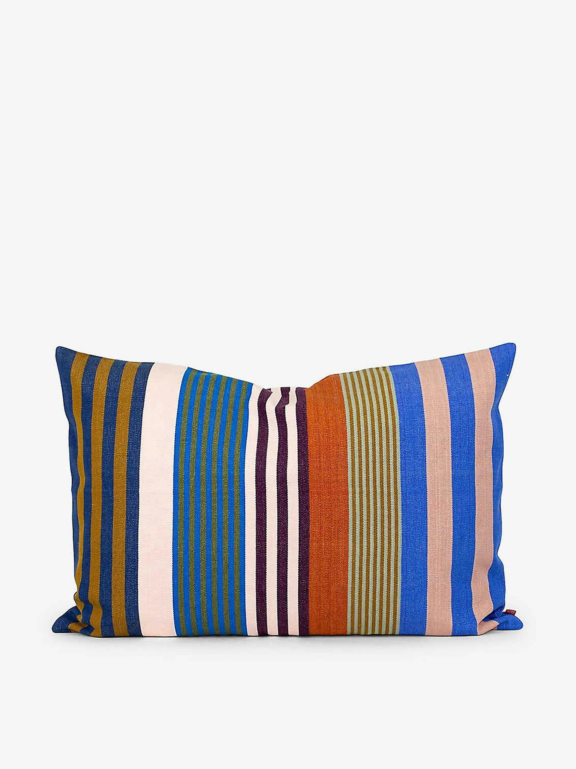 Multicoloured striped cotton cushion cover