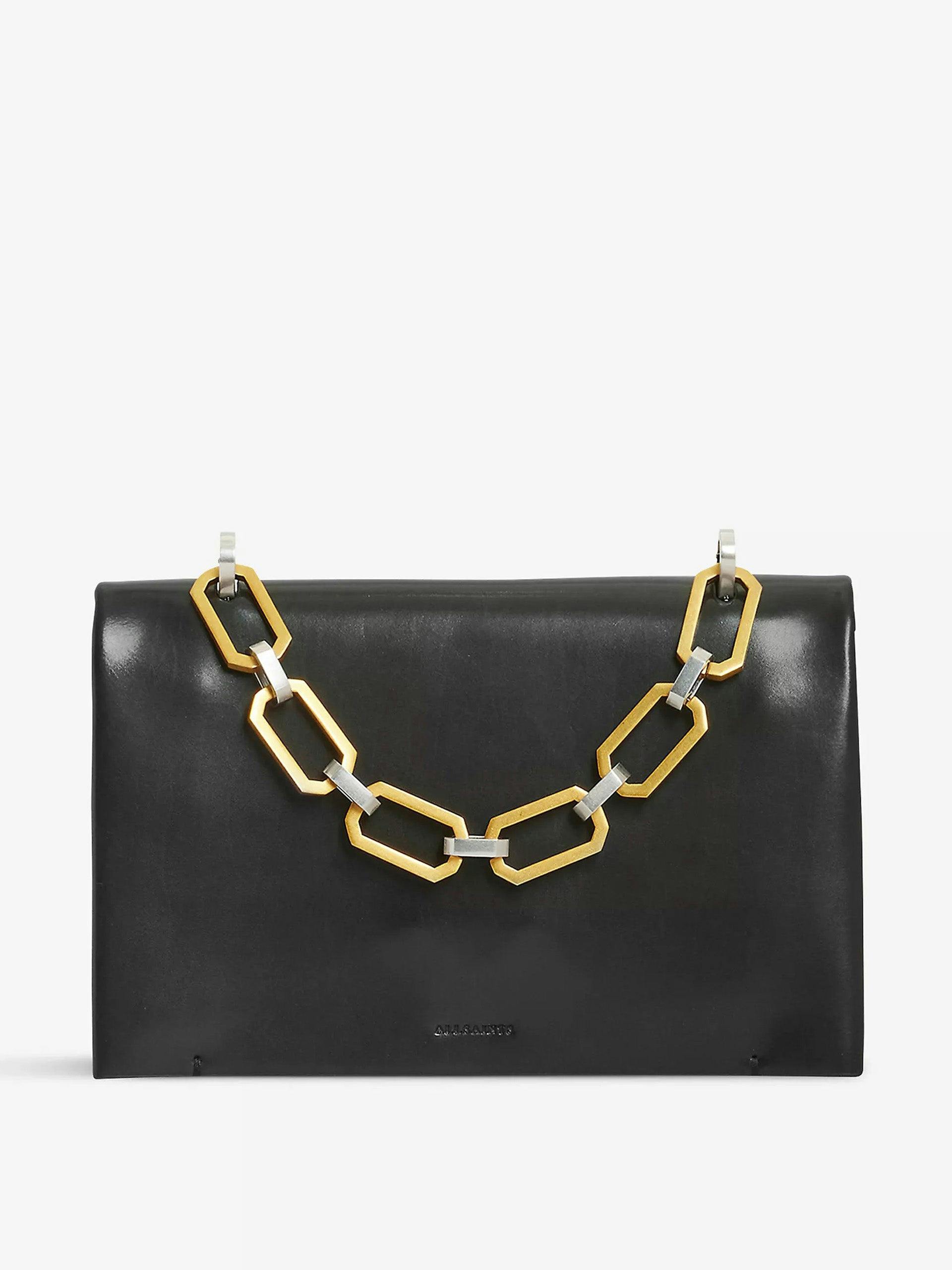 Yua removable-chain leather clutch bag
