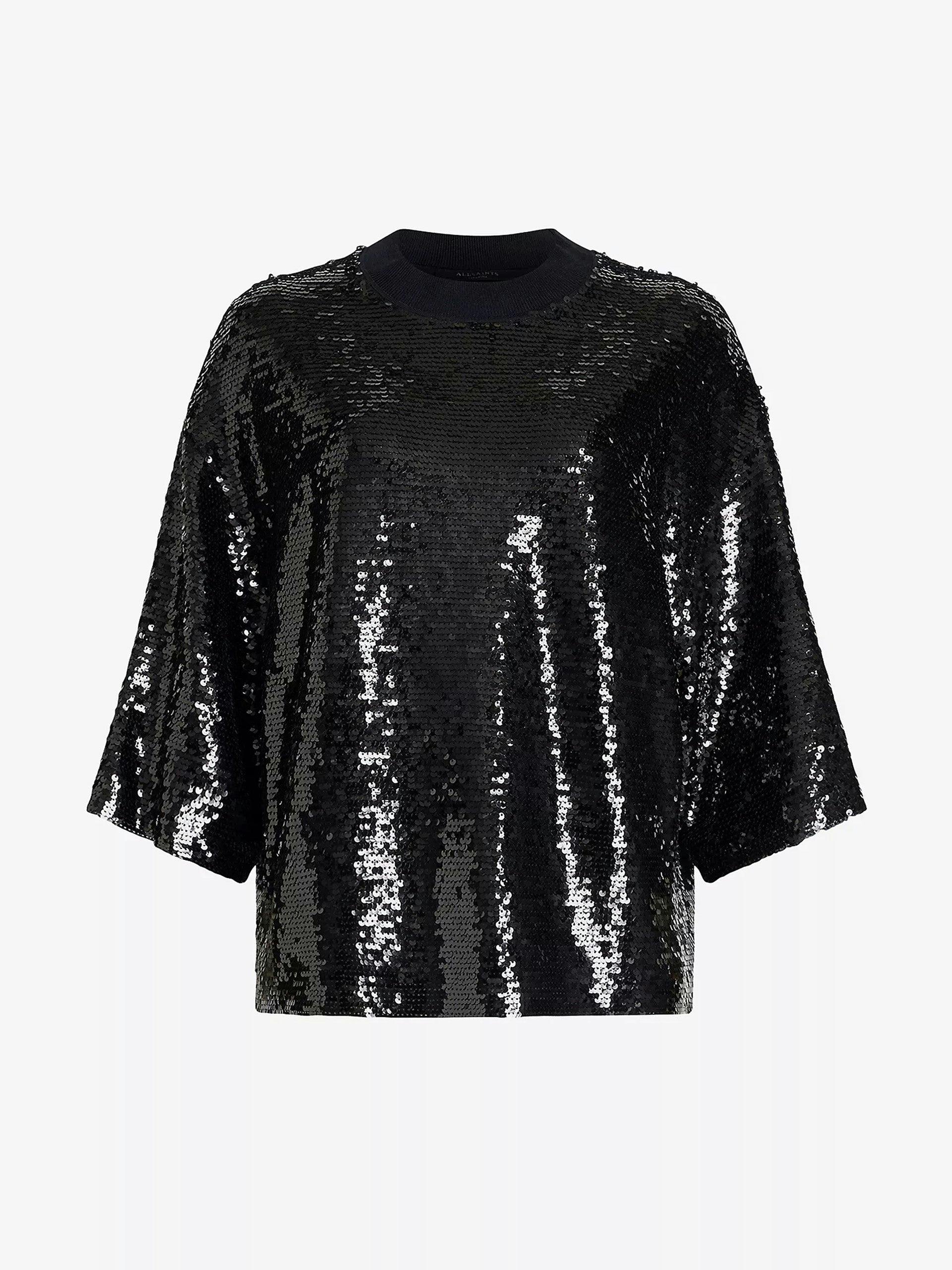Juela sequined stretch-recycled polyester T-shirt