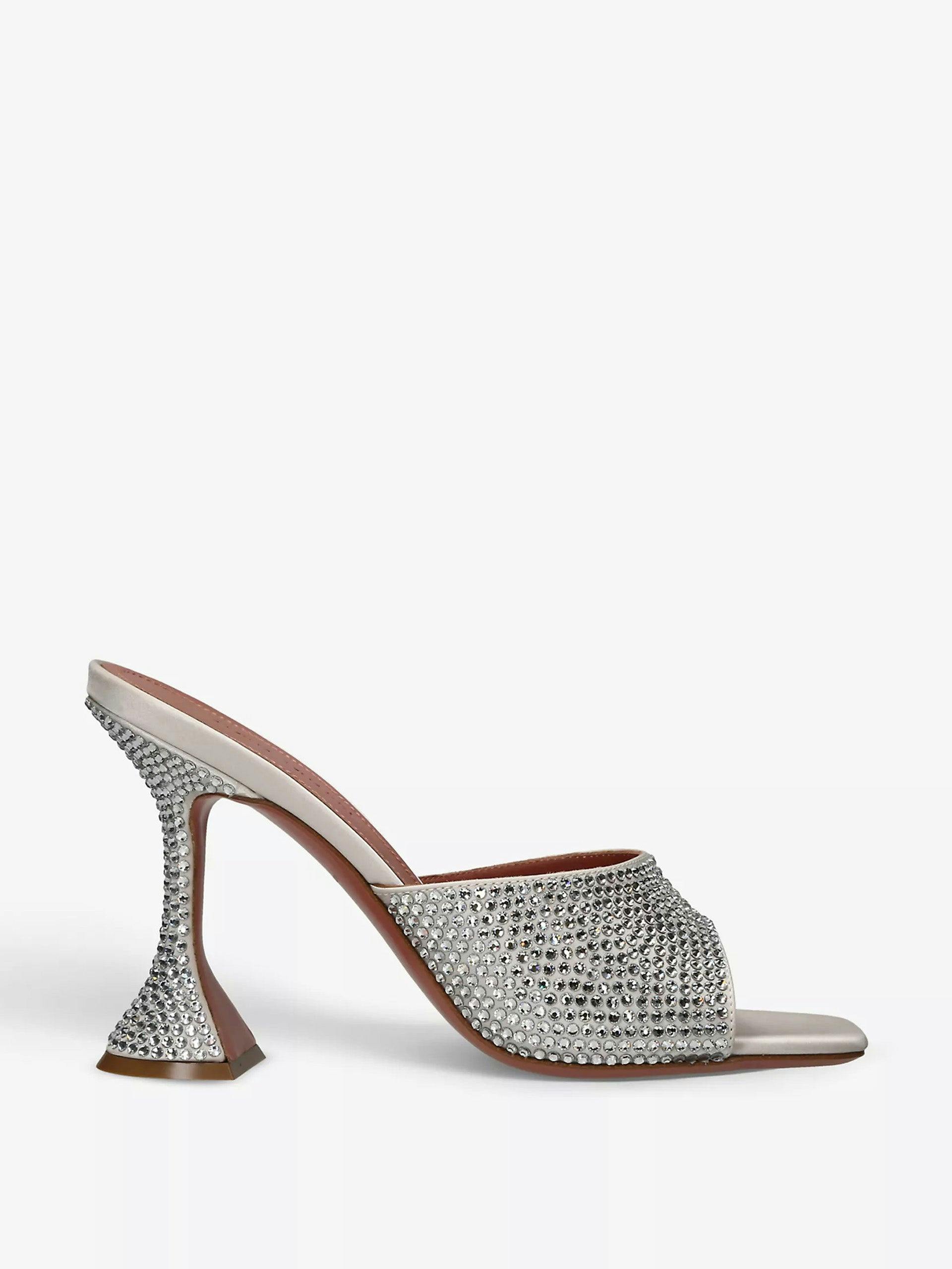 Lupita crystal-embellished satin heeled courts