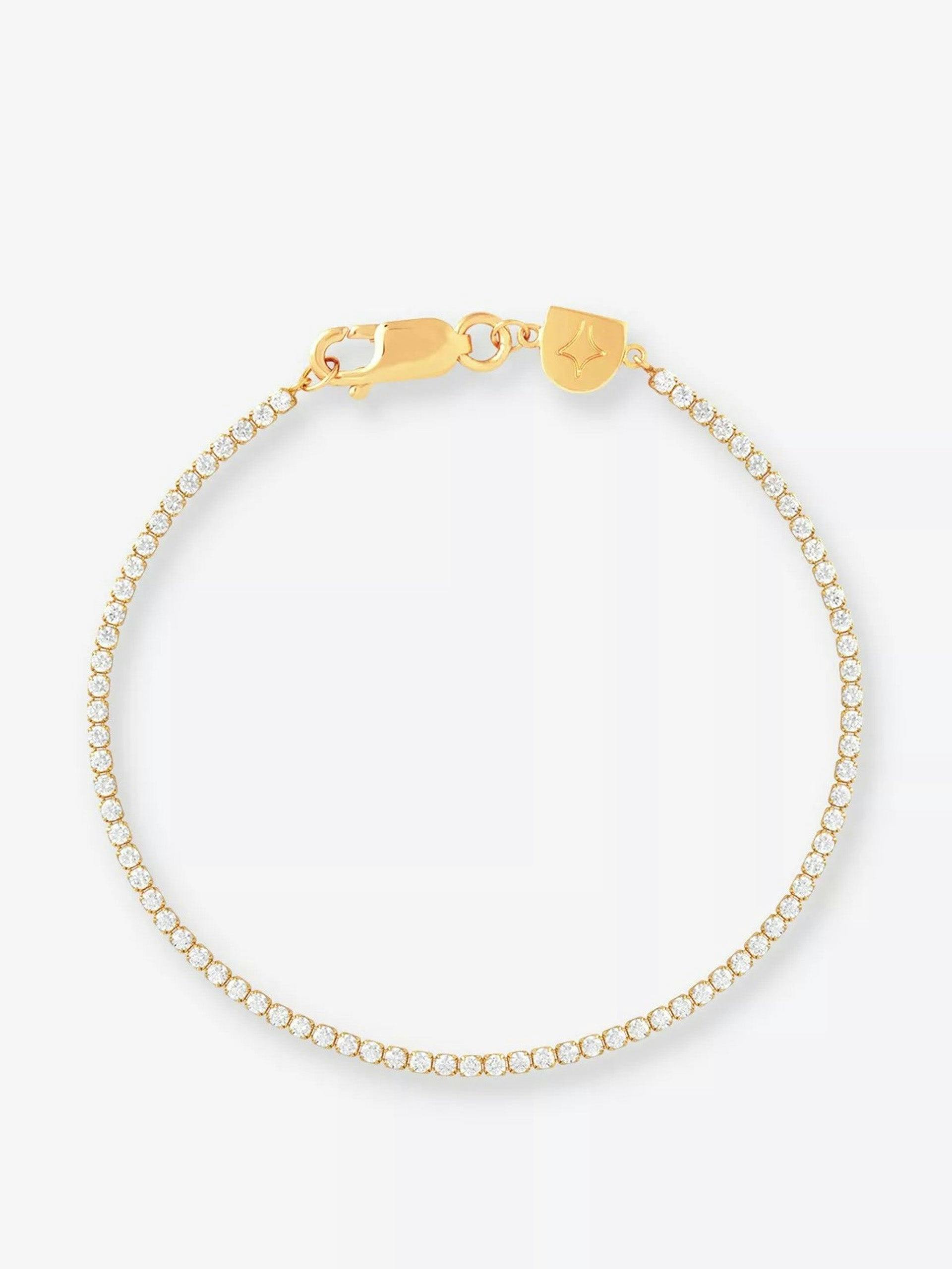 Tennis gold-plated brass and cubic-zirconia bracelet