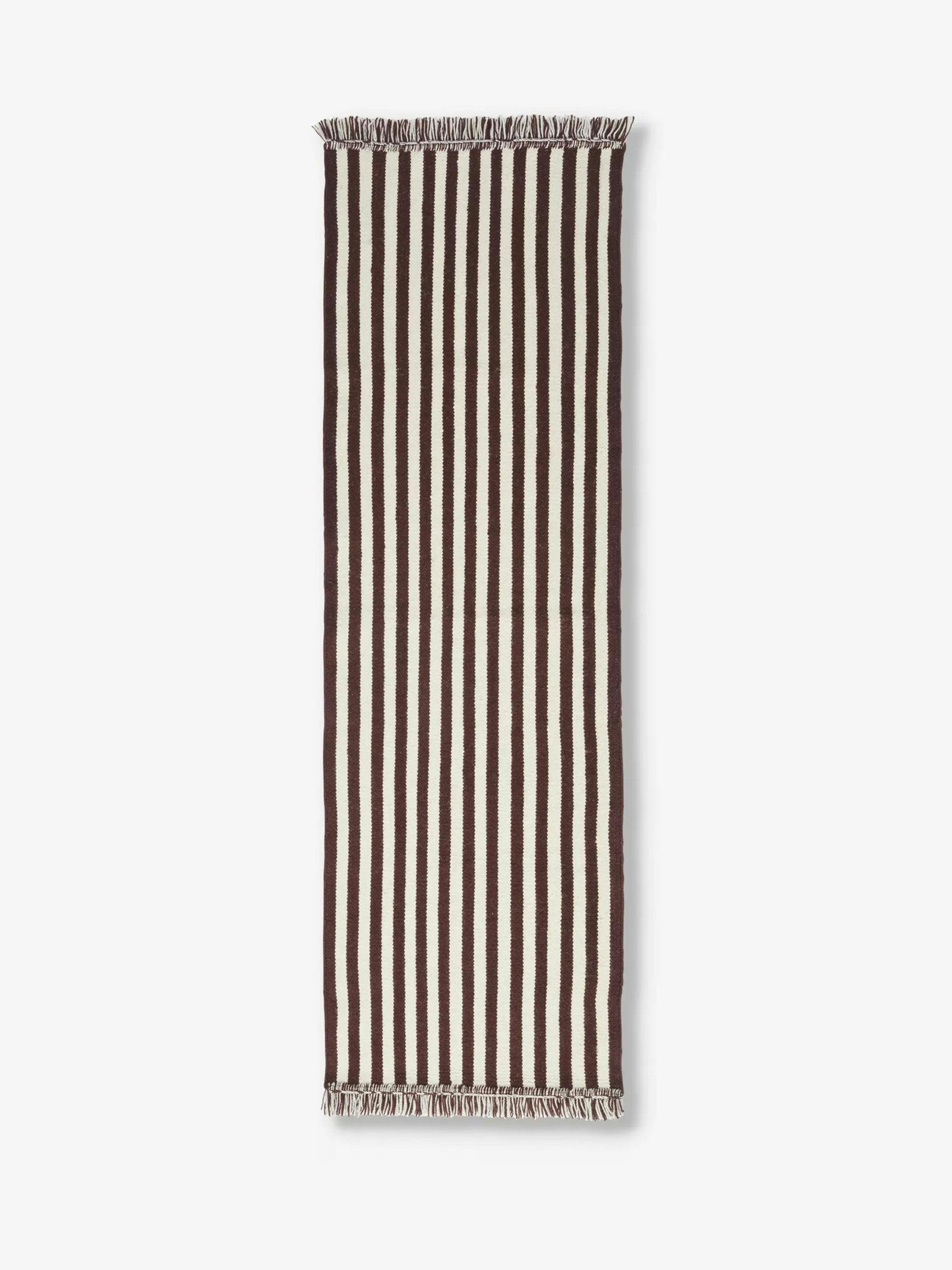 Stripes fringed wool and cotton-blend rug