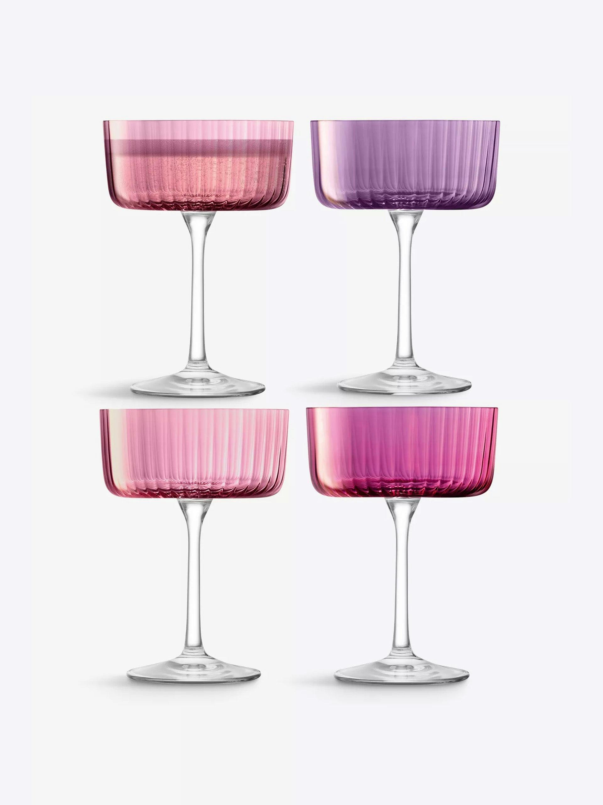 Gems pleated-texture glass cocktail glasses (set of 4)