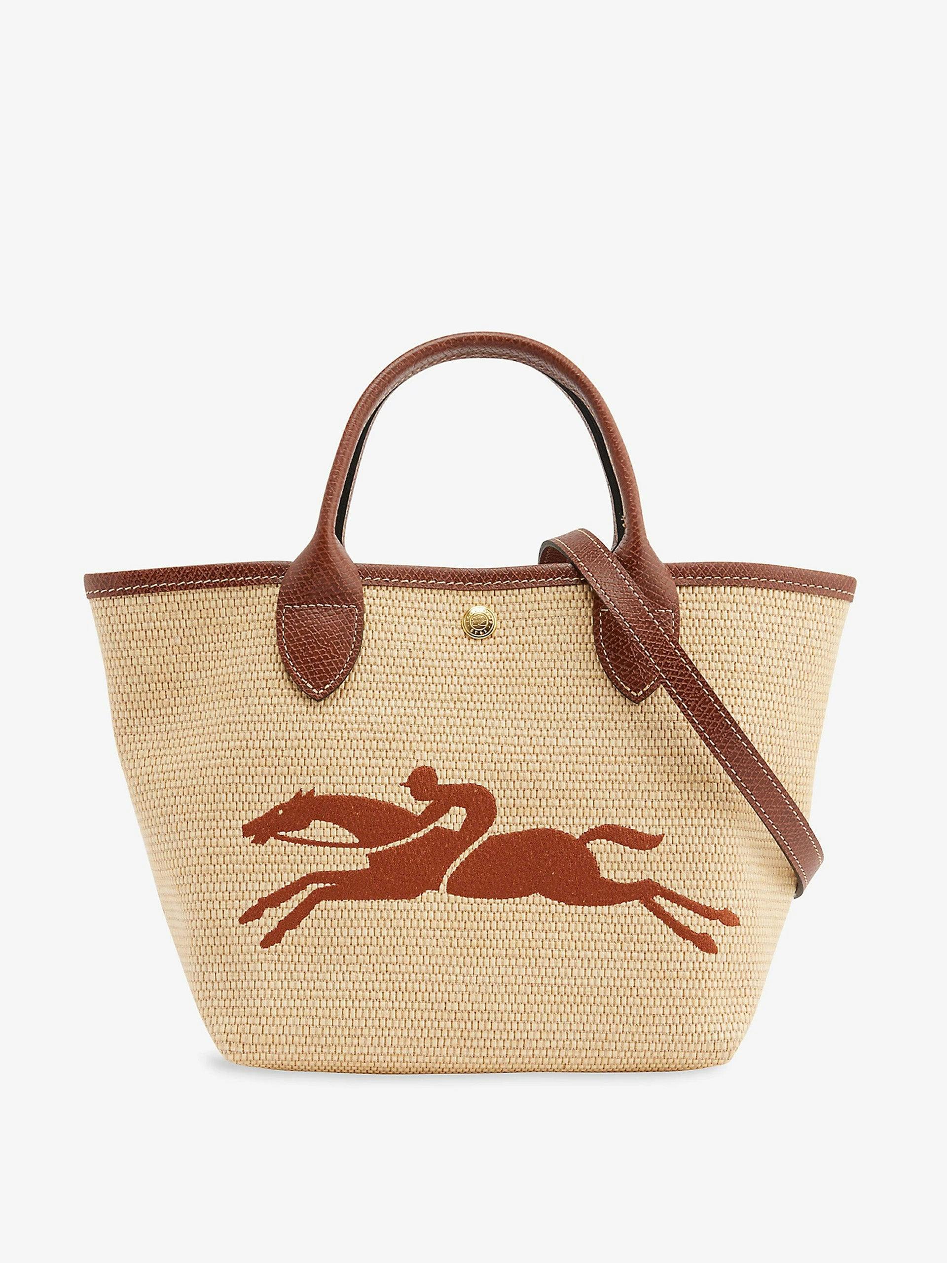Embroidered canvas top-handle bag