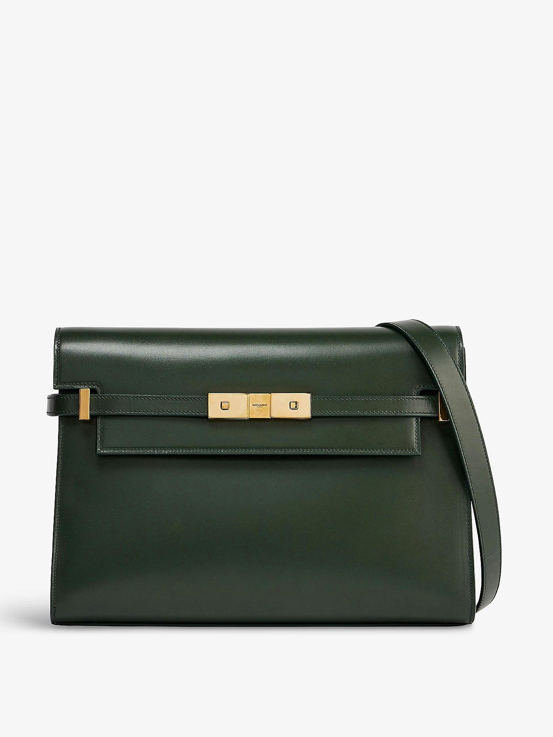 Green leather medium Manhattan handbag