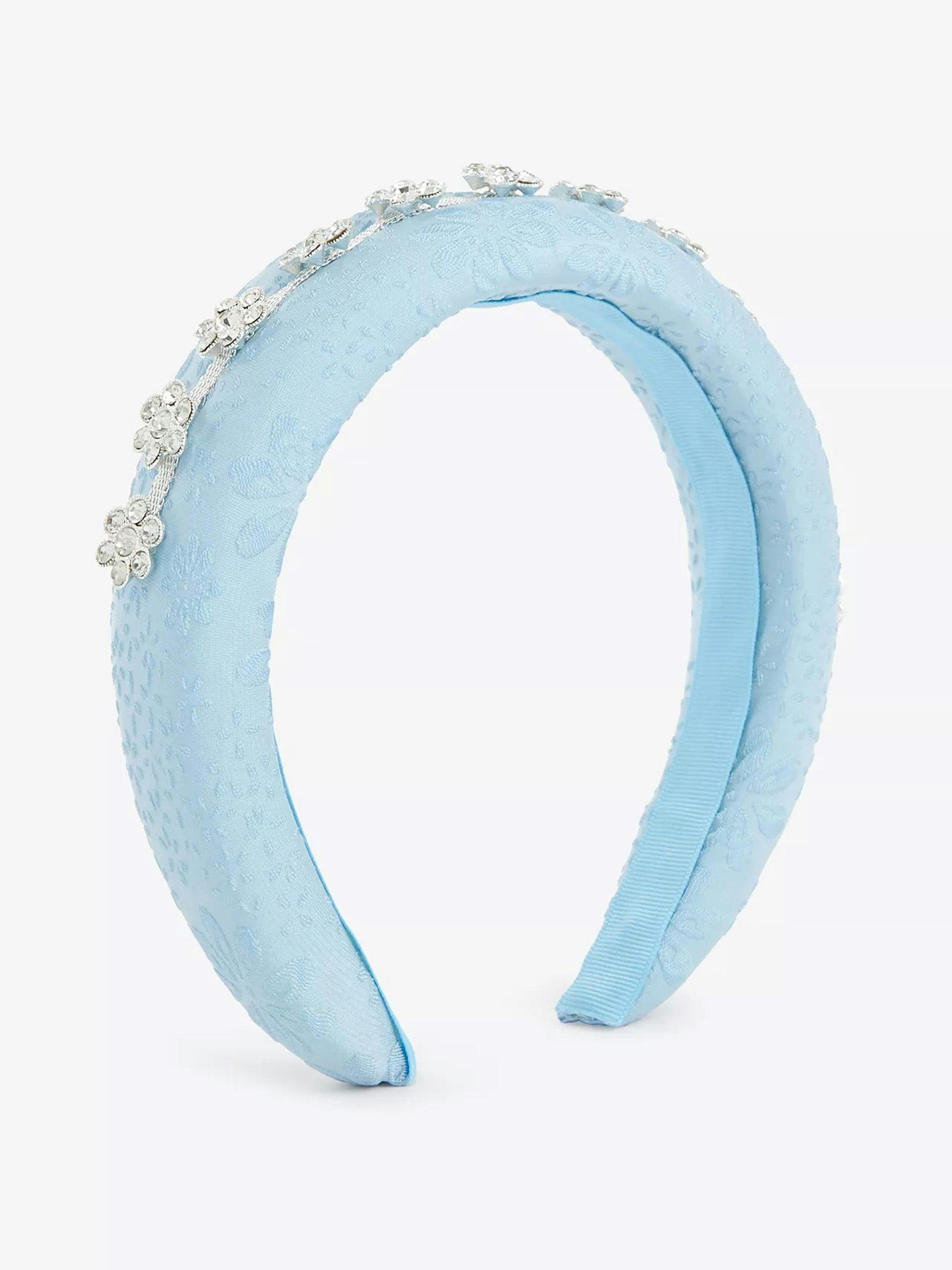 Floral crystal-embellished cotton headband