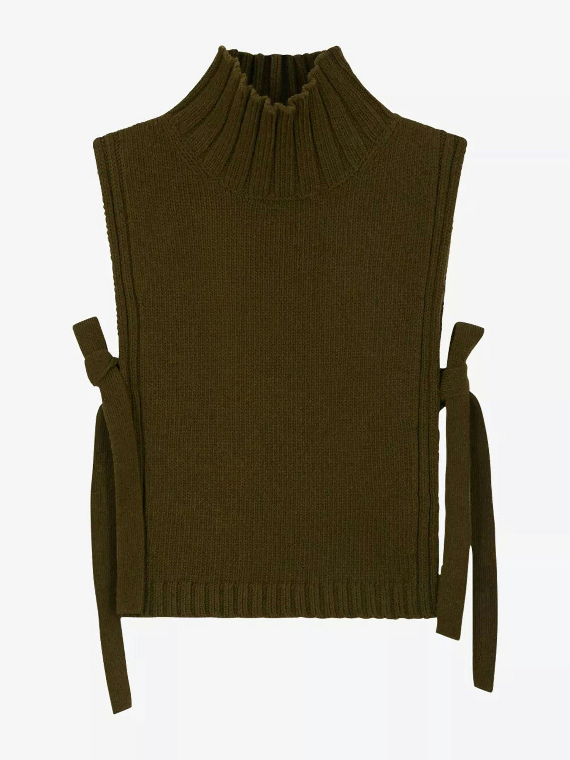 Or turtleneck self-tie wool-blend jumper