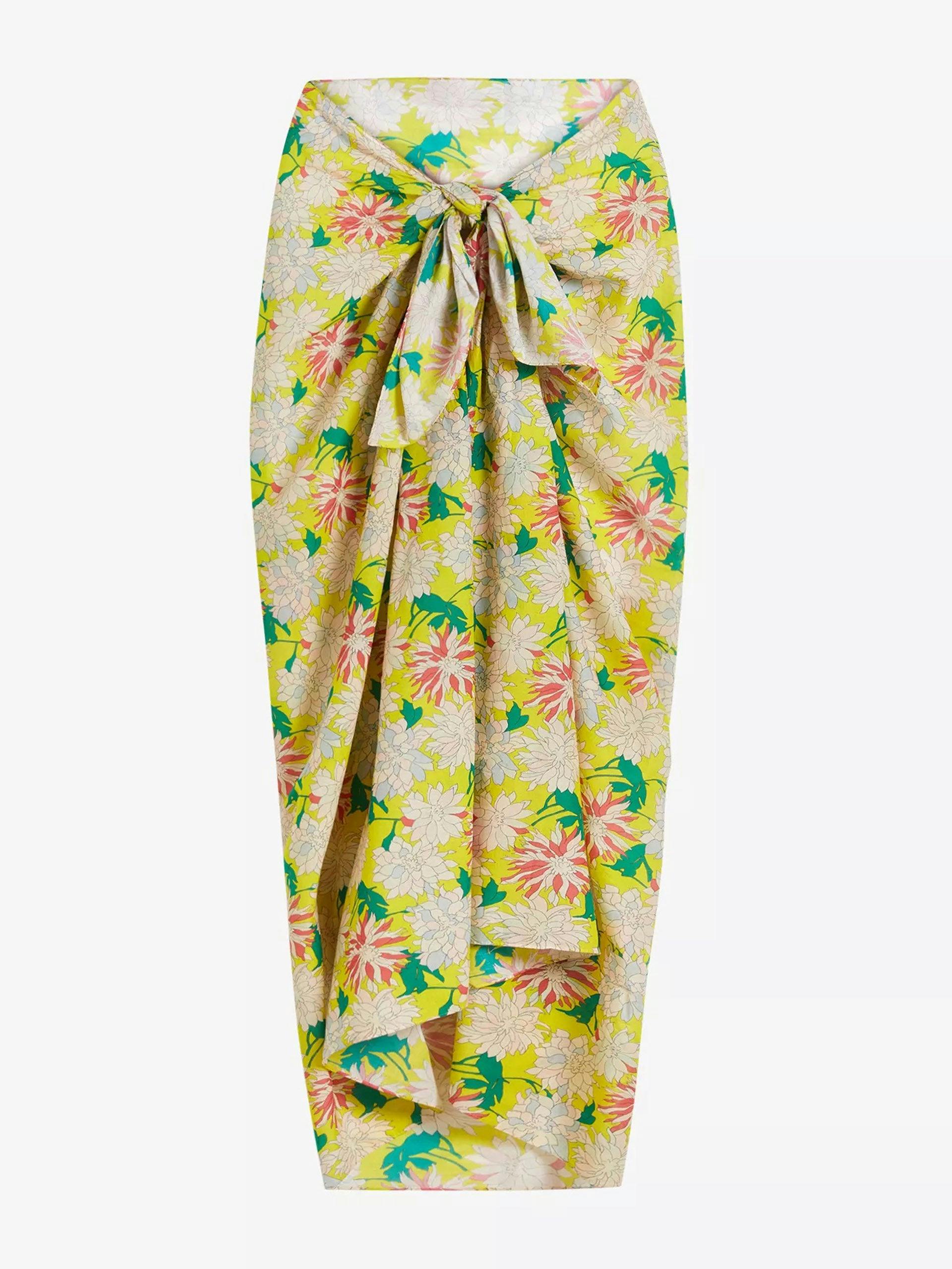 Denisy beach floral-print cotton sarong and scrunchy set