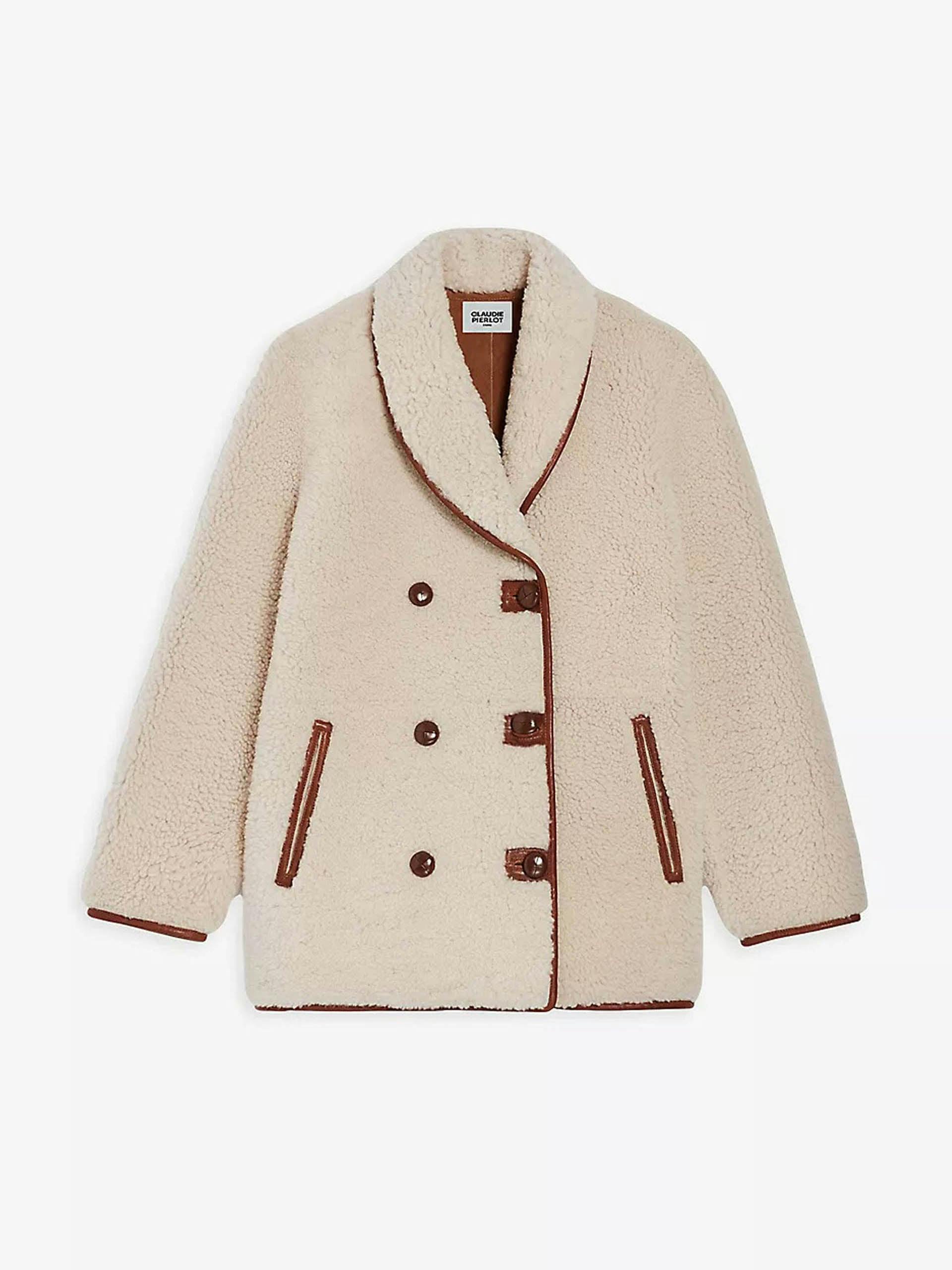 Fanfan reversible suede and shearling-blend coat