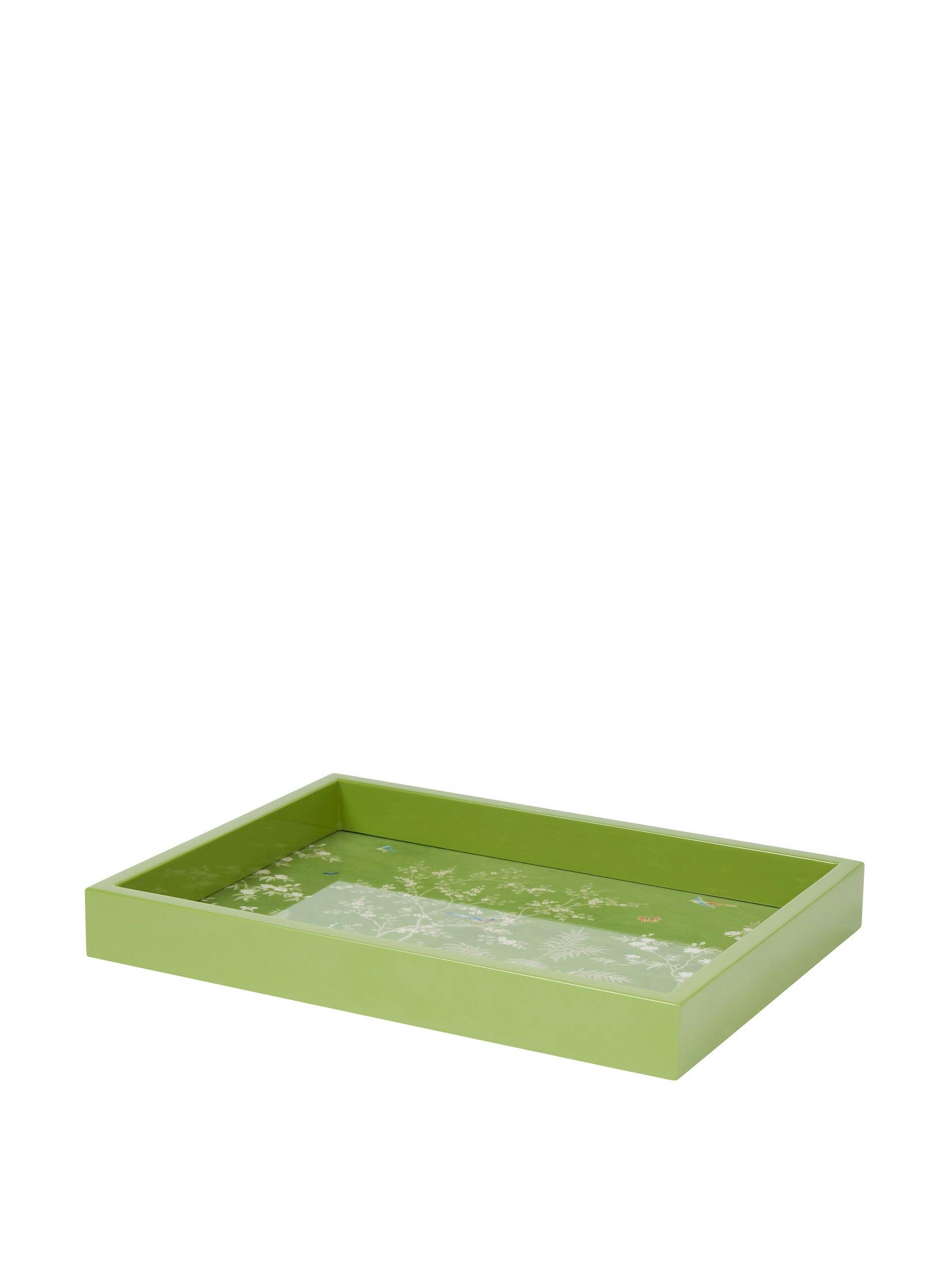 Green small chinoiserie tray