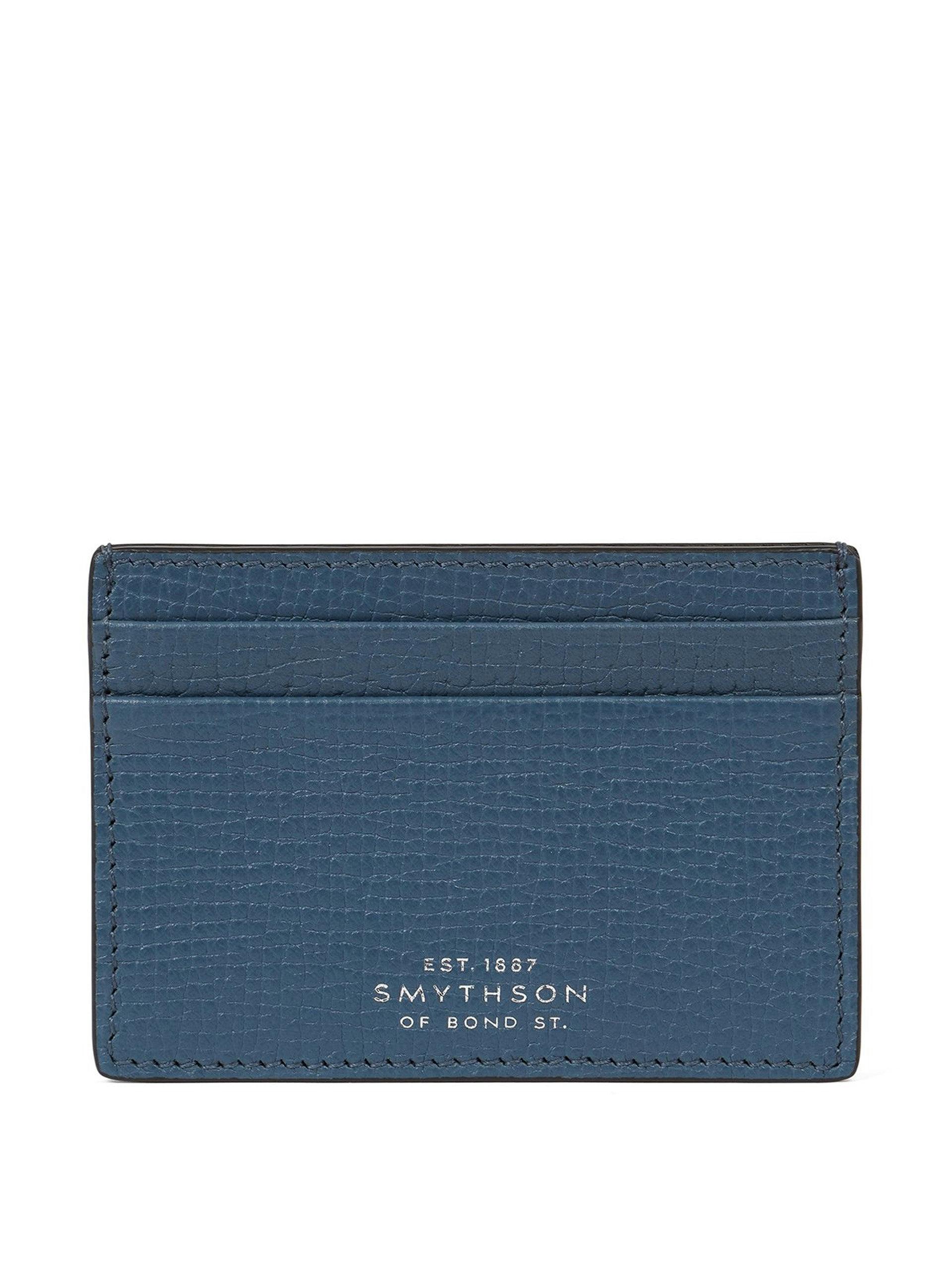Leather card holder in Admiral Blue