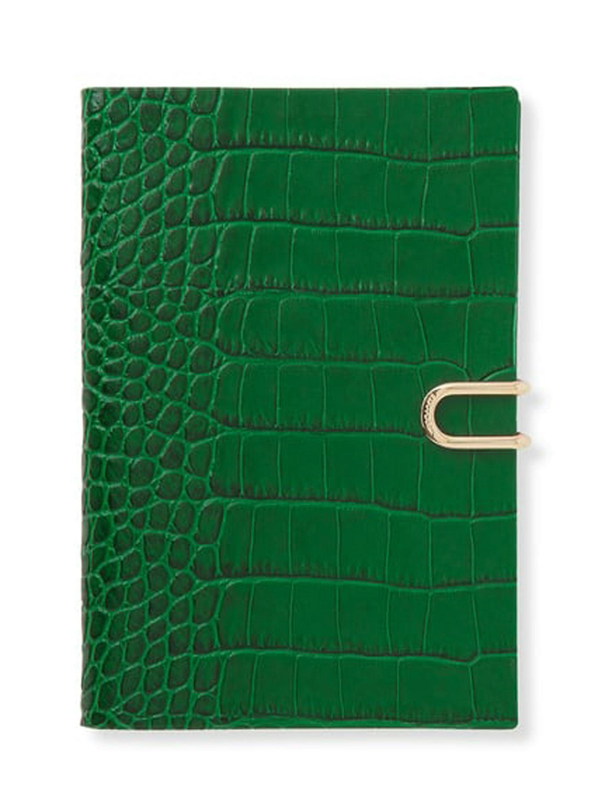 Embossed-leather Chelsea notebook with slide in Clove