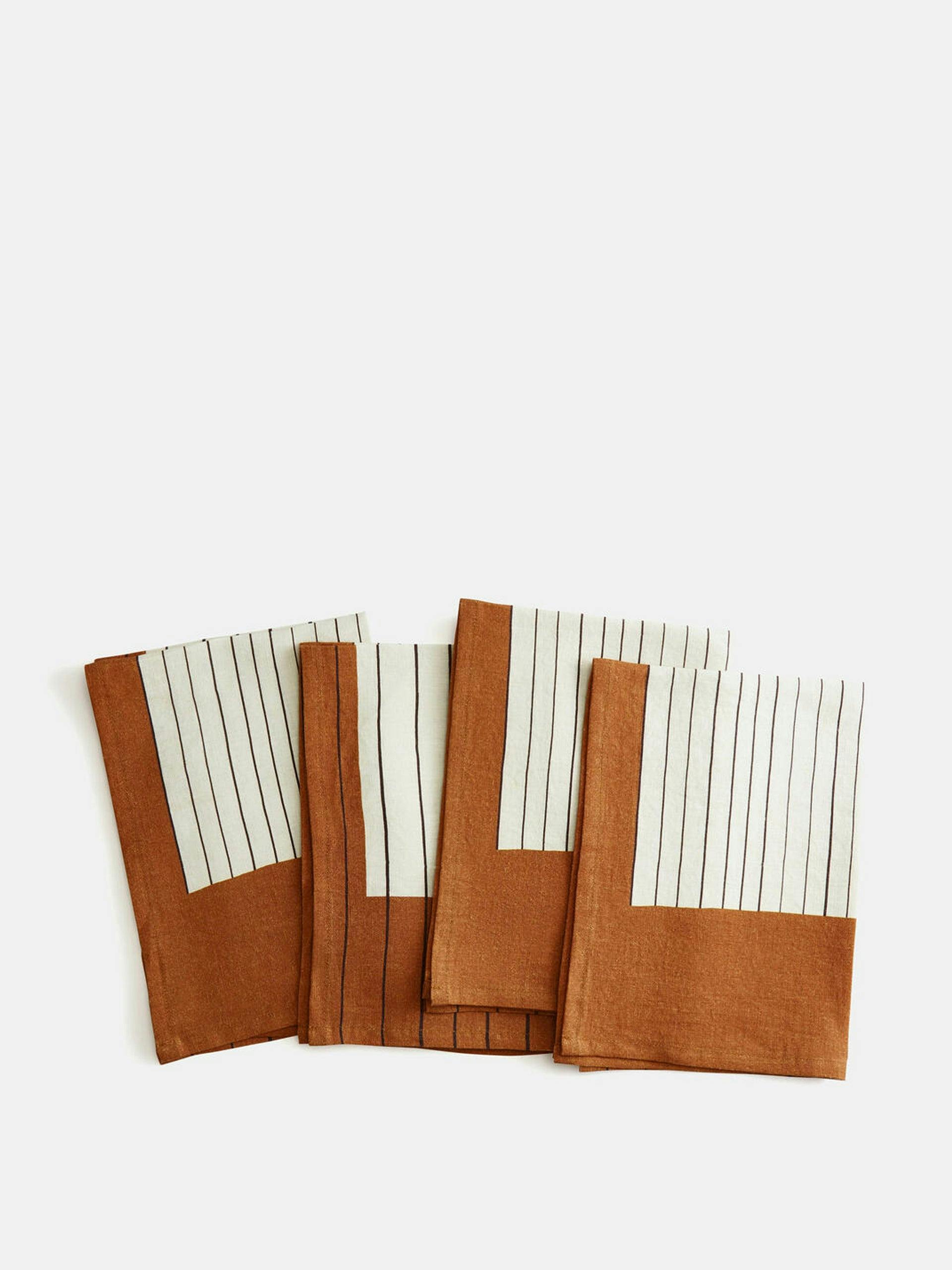 Brown striped linen placemats (set of 4)