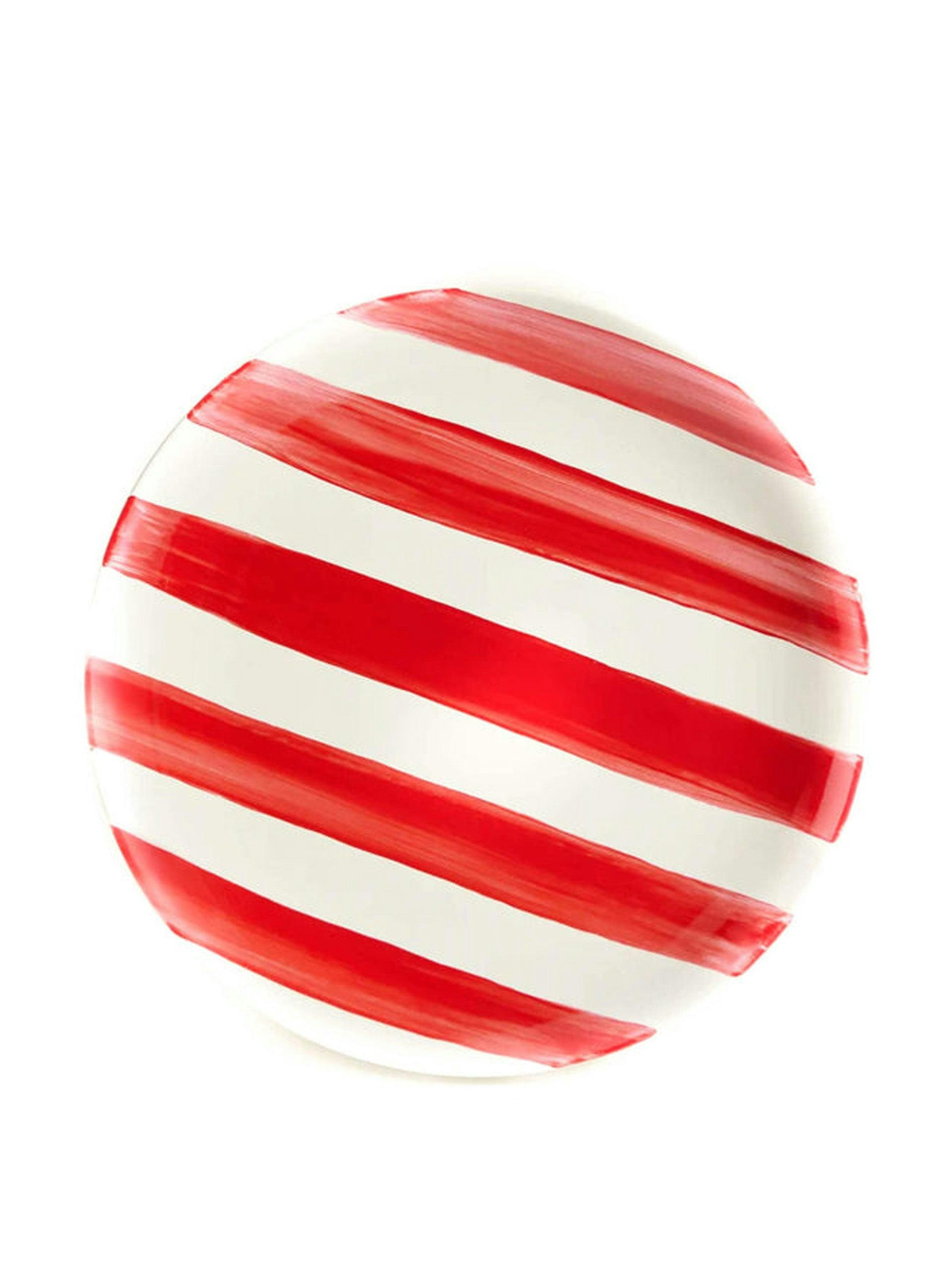 Red stripe porcelain dinner plate