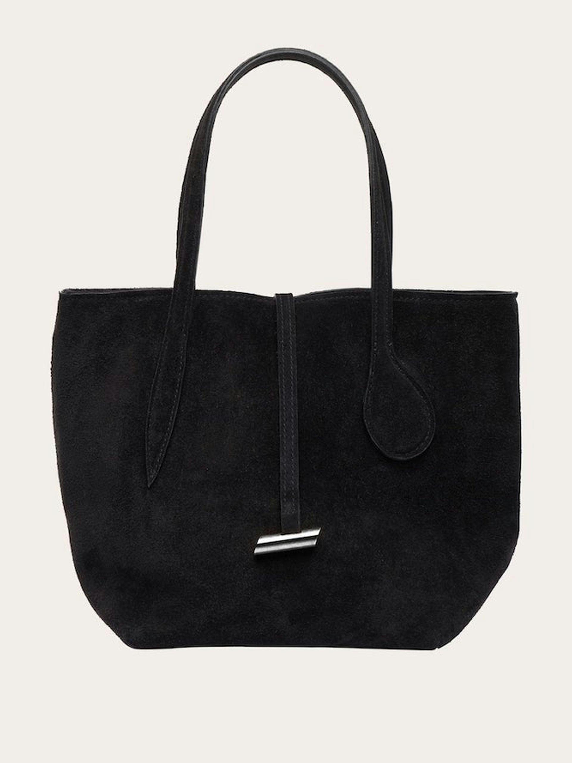 Black suede Sprout tote bag, mini