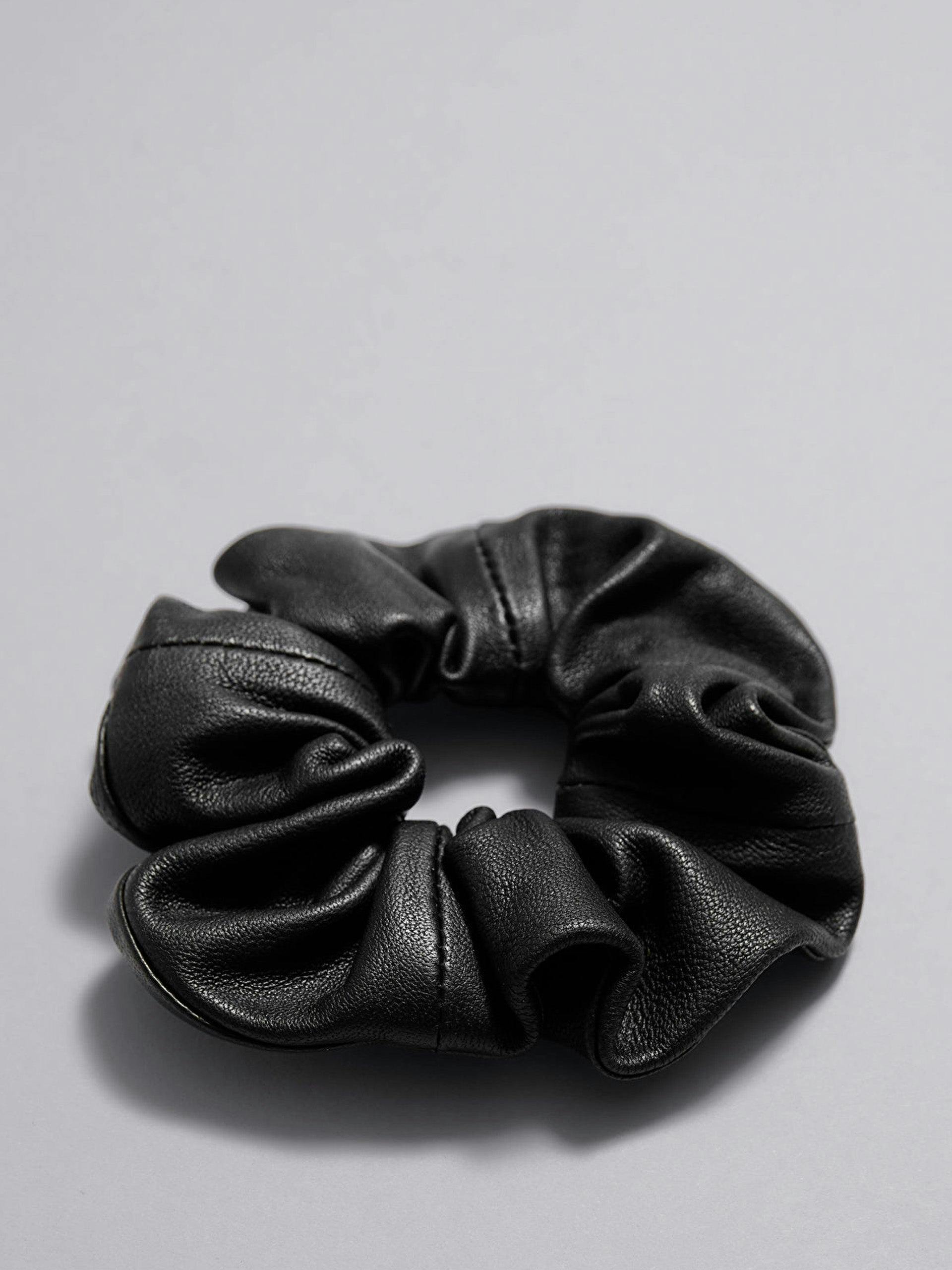 Leather scrunchie