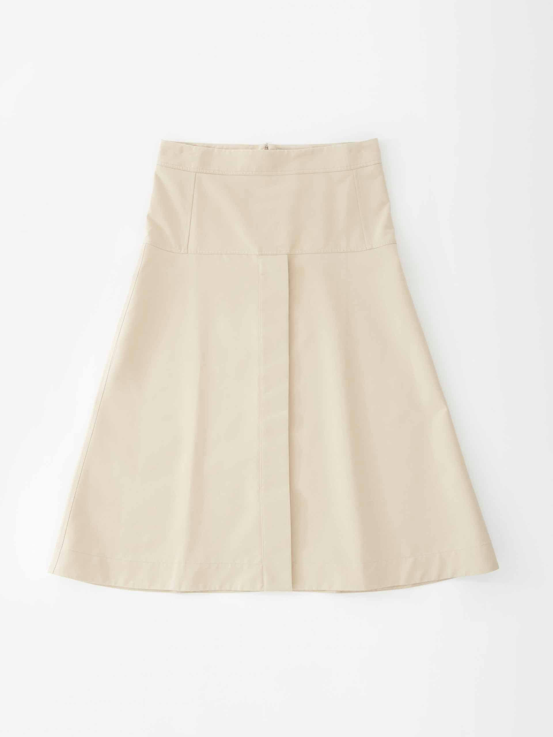 Beige A-line high-waist midi skirt