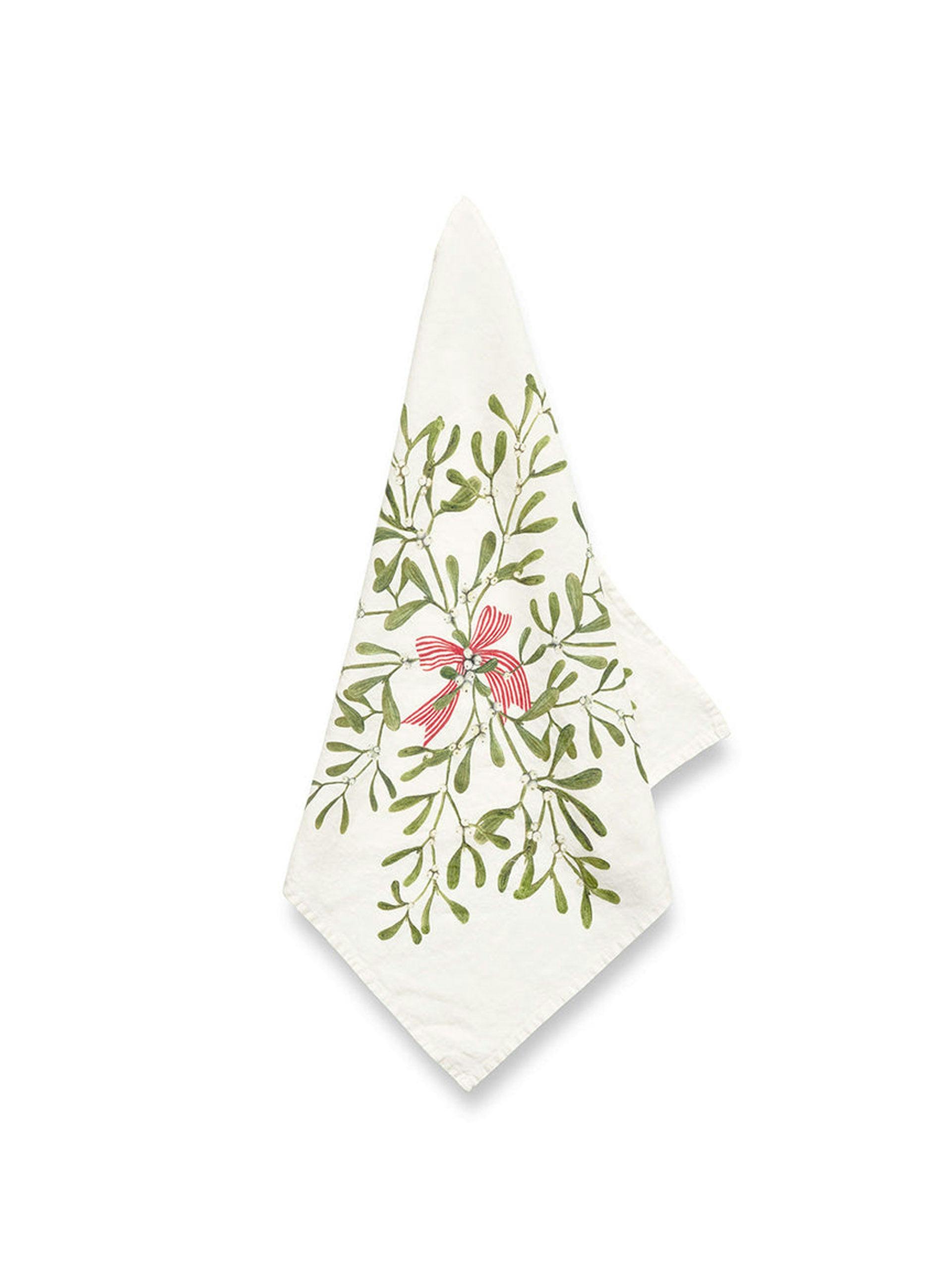 Mistletoe kiss linen napkin