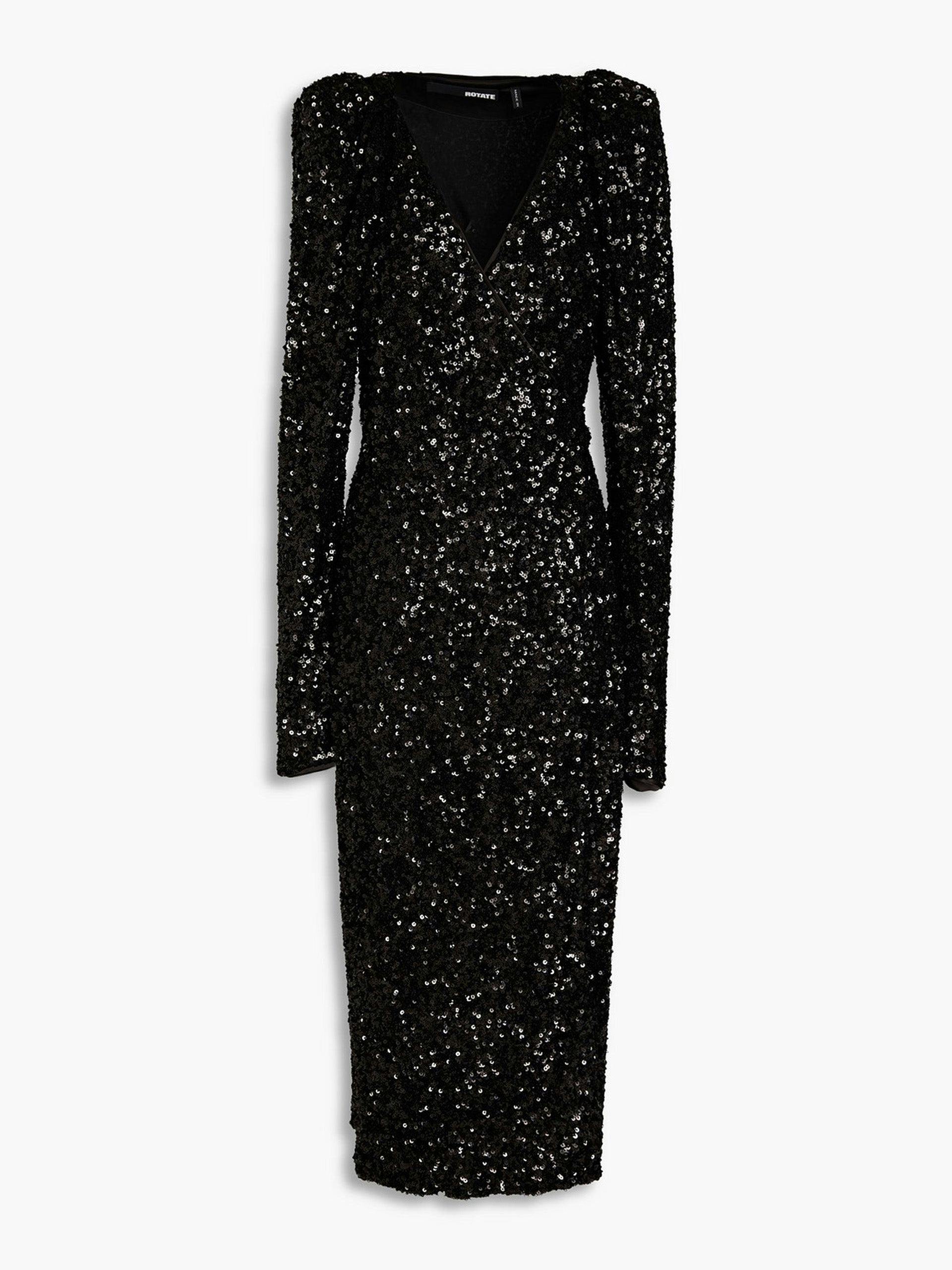 Sequined tulle midi wrap dress