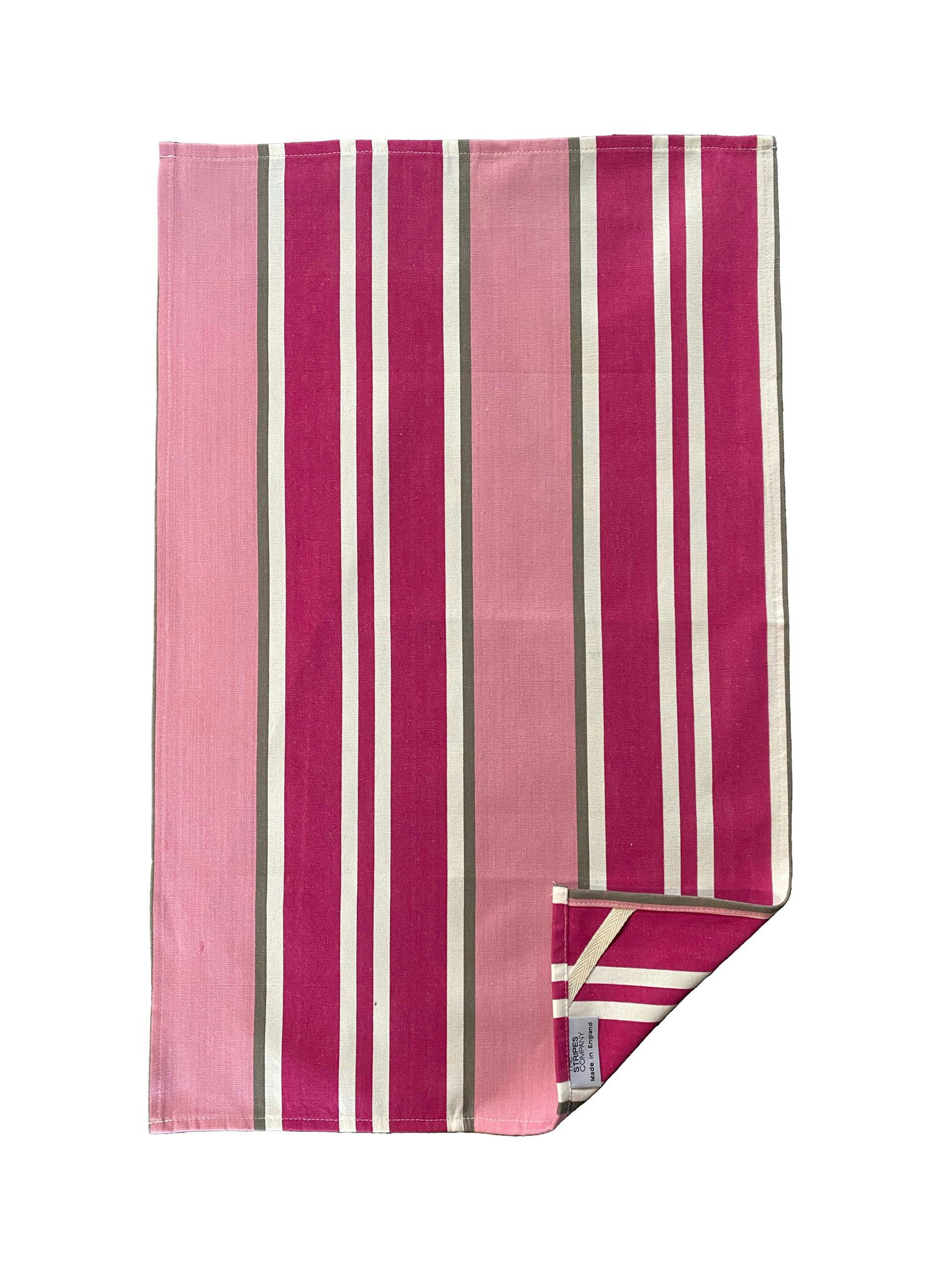 Kendo pink striped tea towel