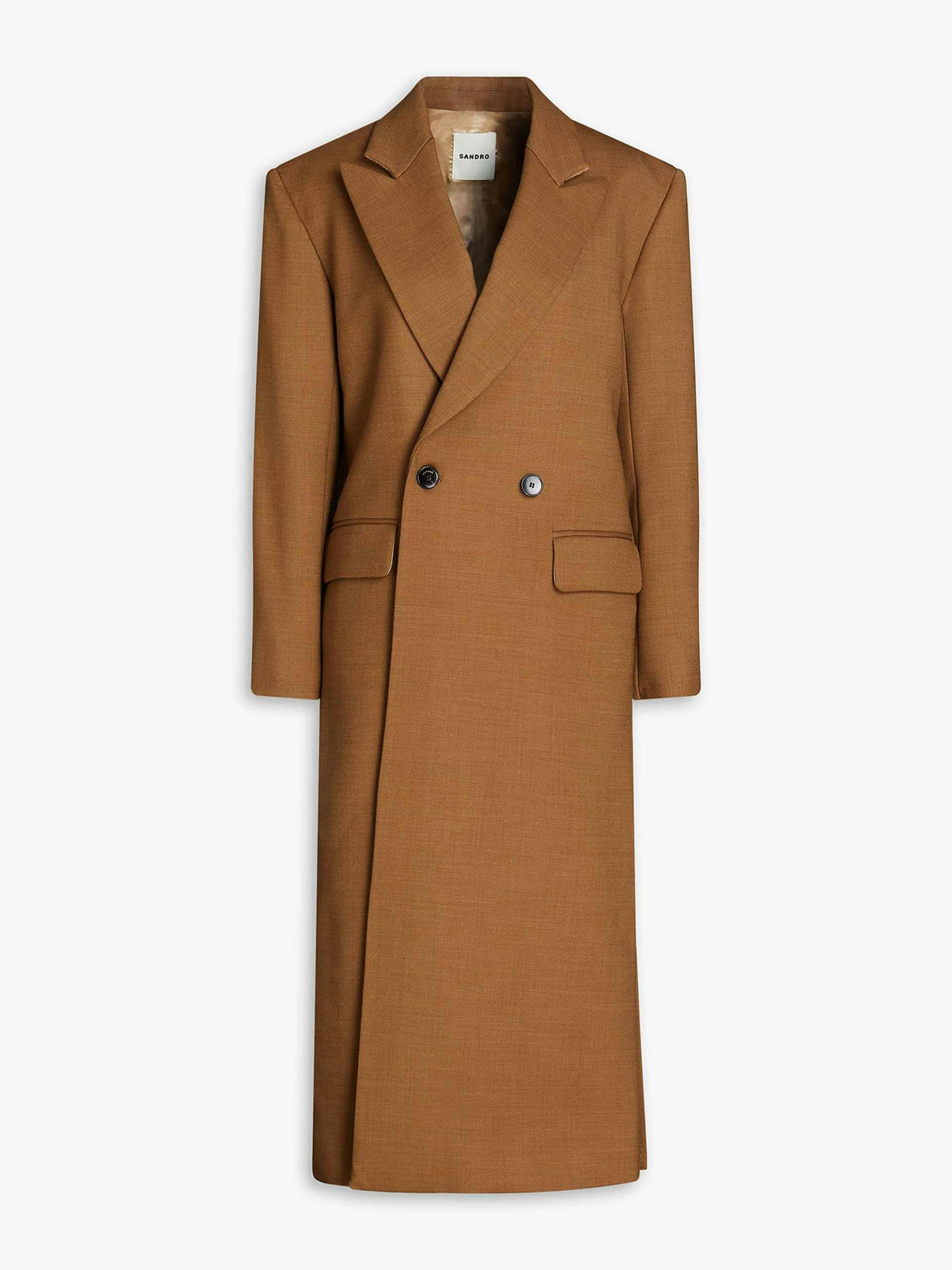 Light brown double-breasted twill coat