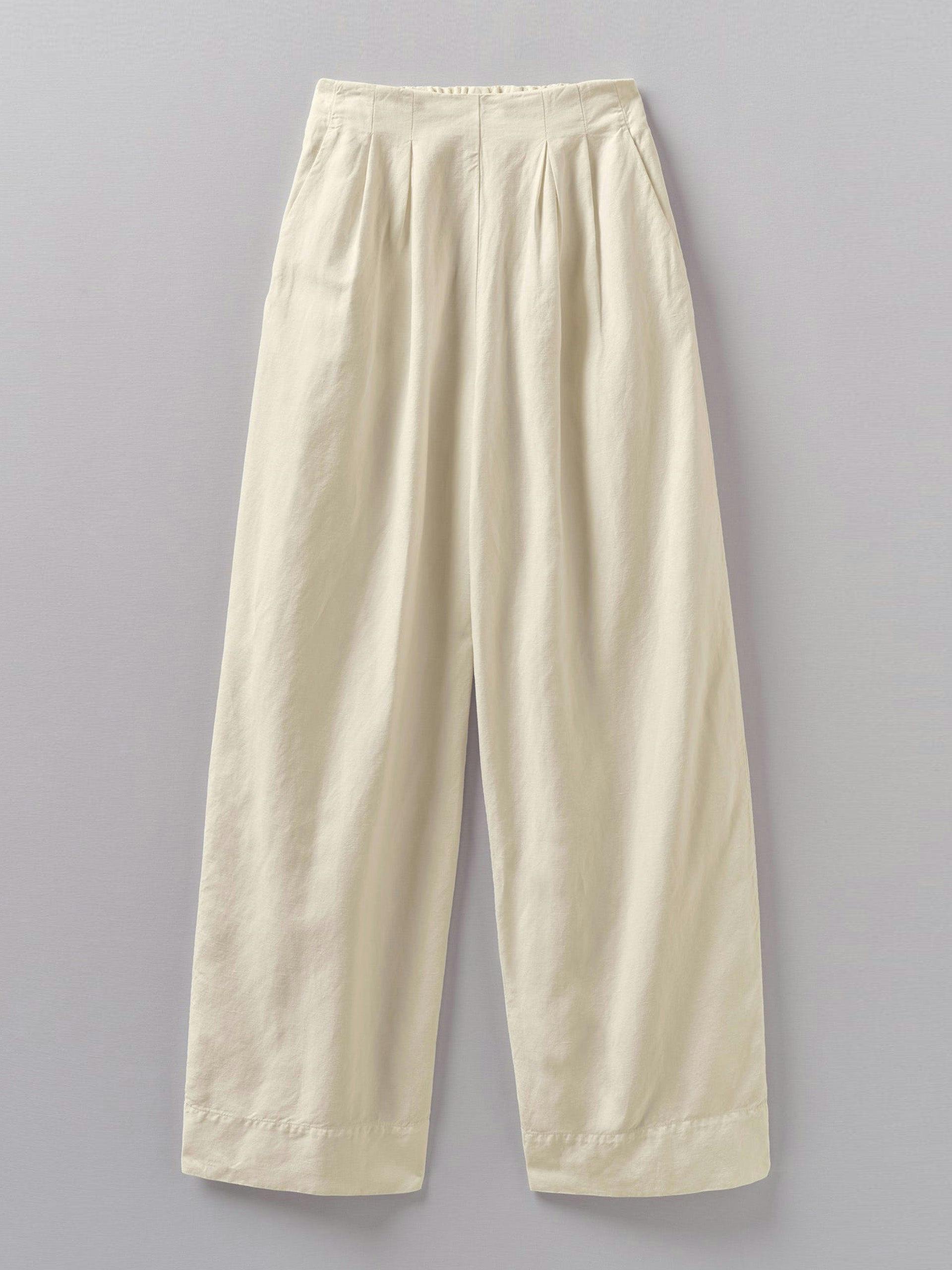 Cotton linen wide leg trousers