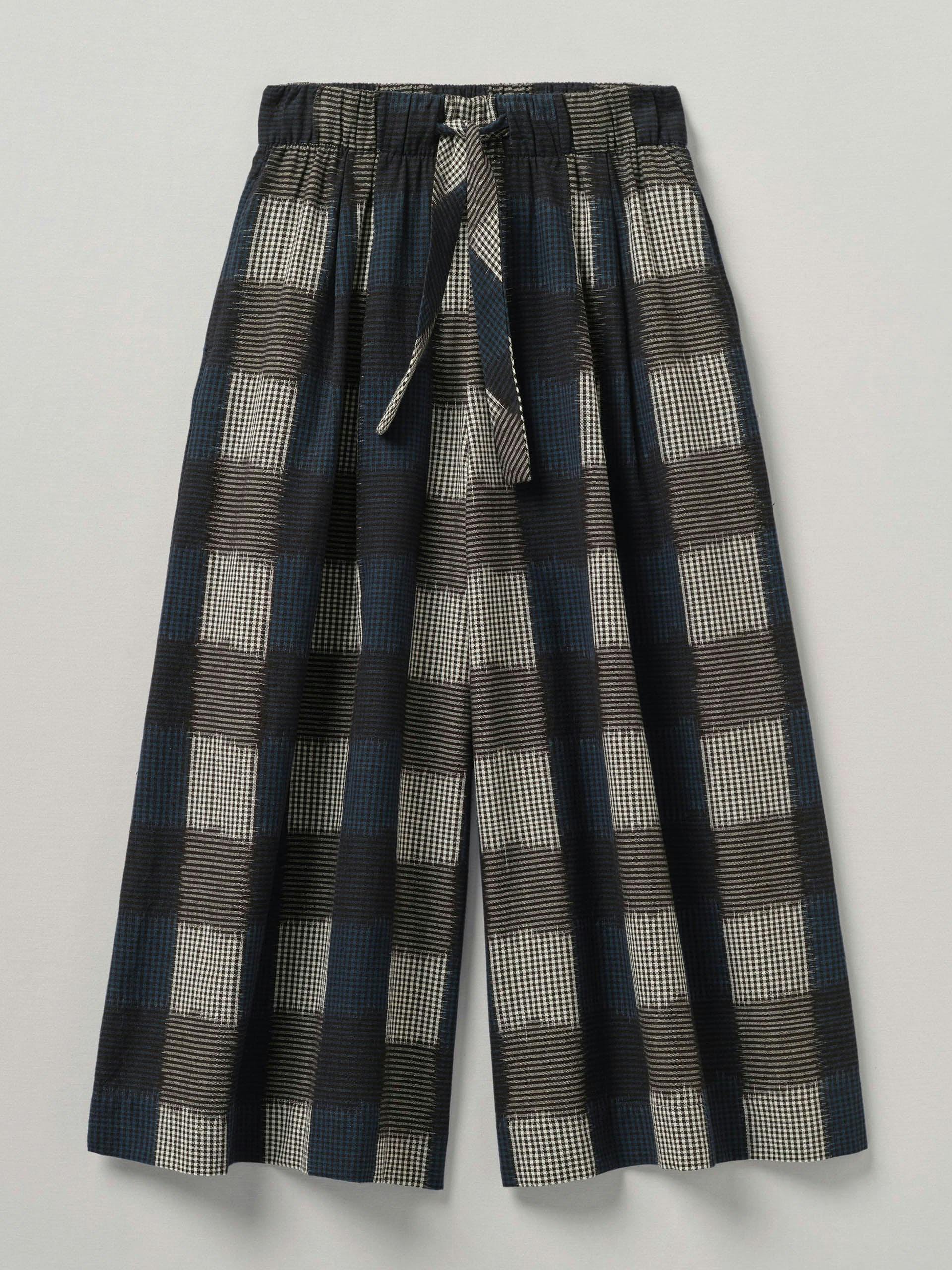 Handwoven checked ikat cullotes