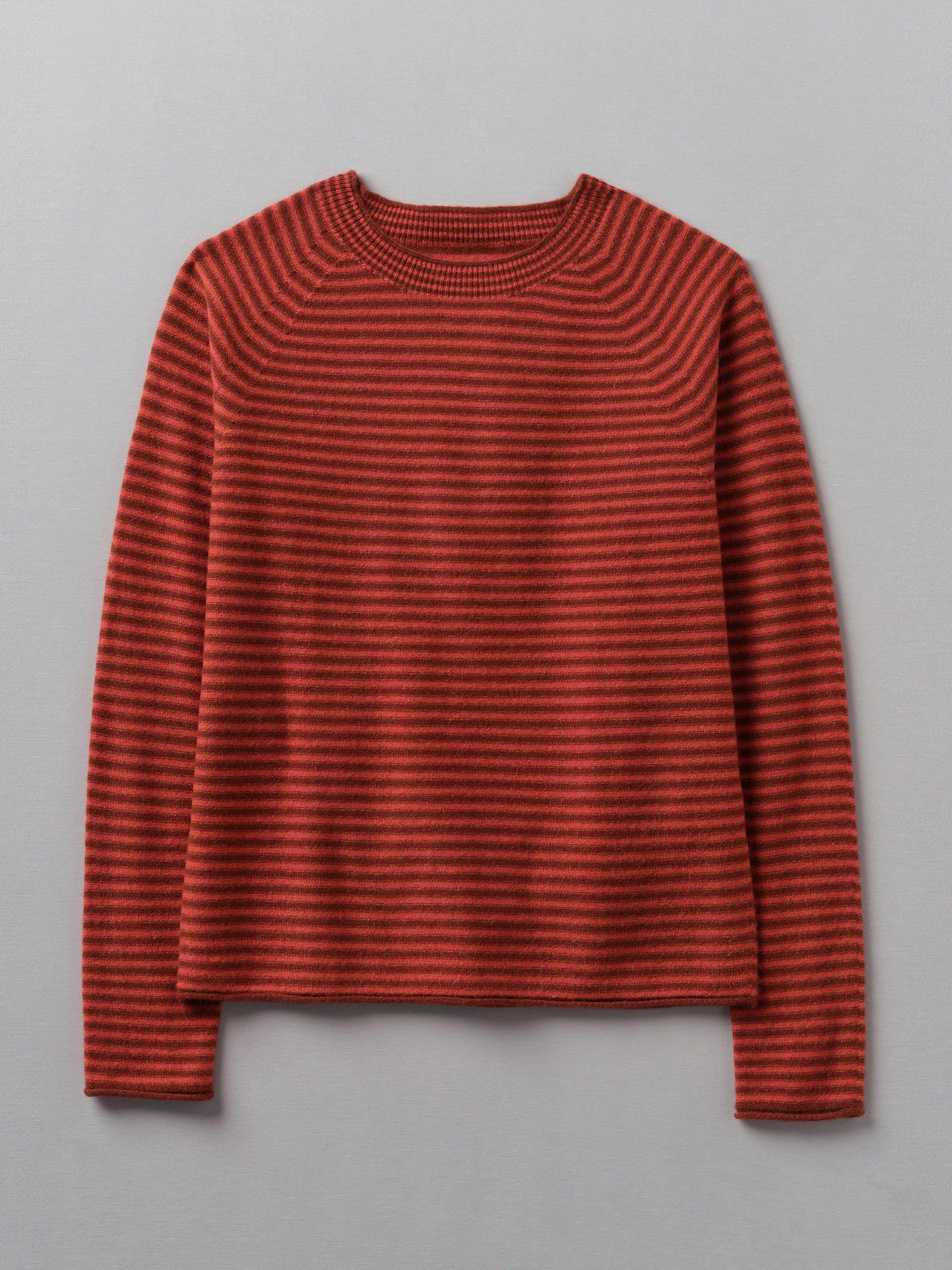 Stripe wool cashmere neat sweater